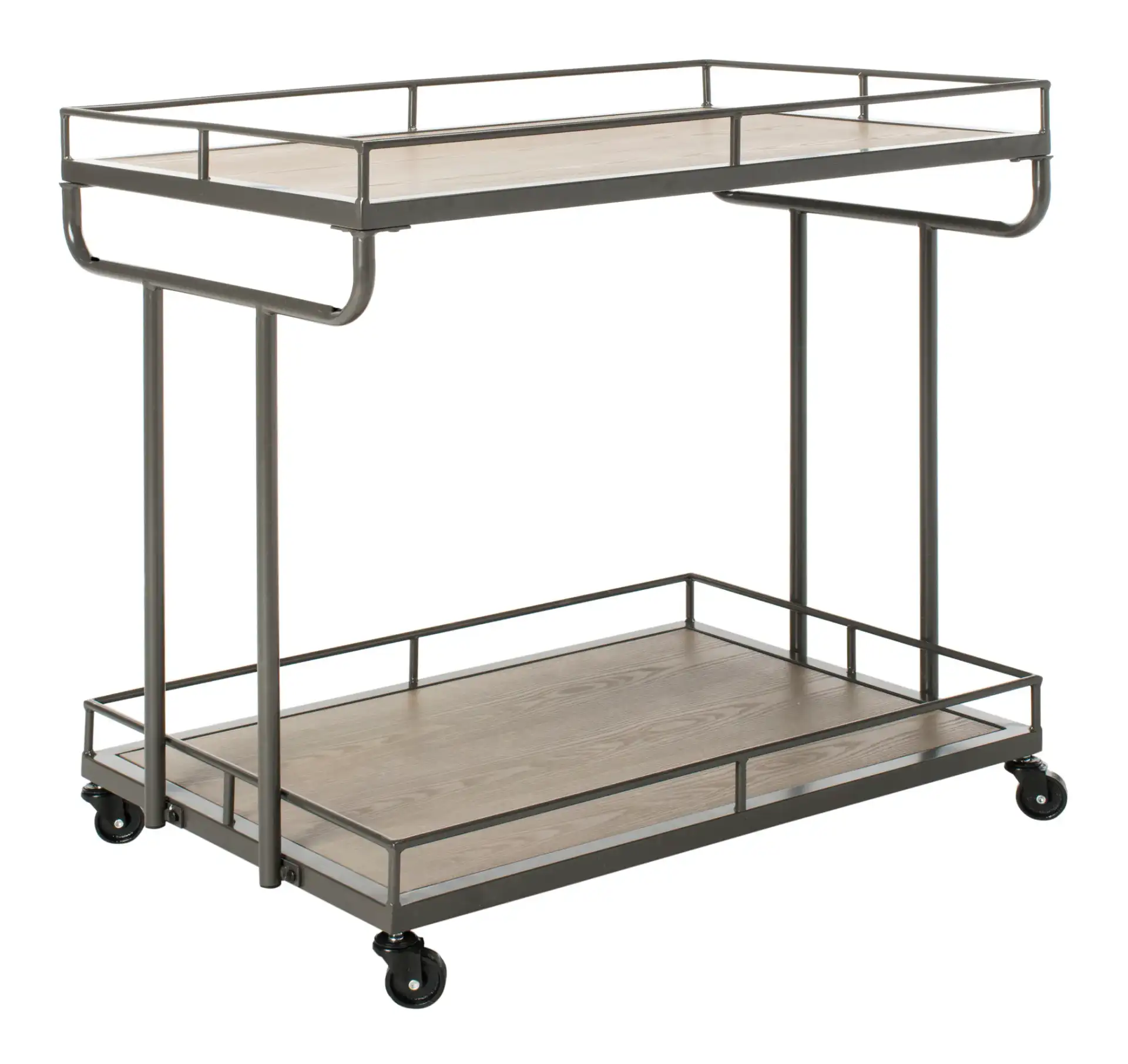 Dawson Two-Tier Rectangular Bar Cart in Oak / White, detail view