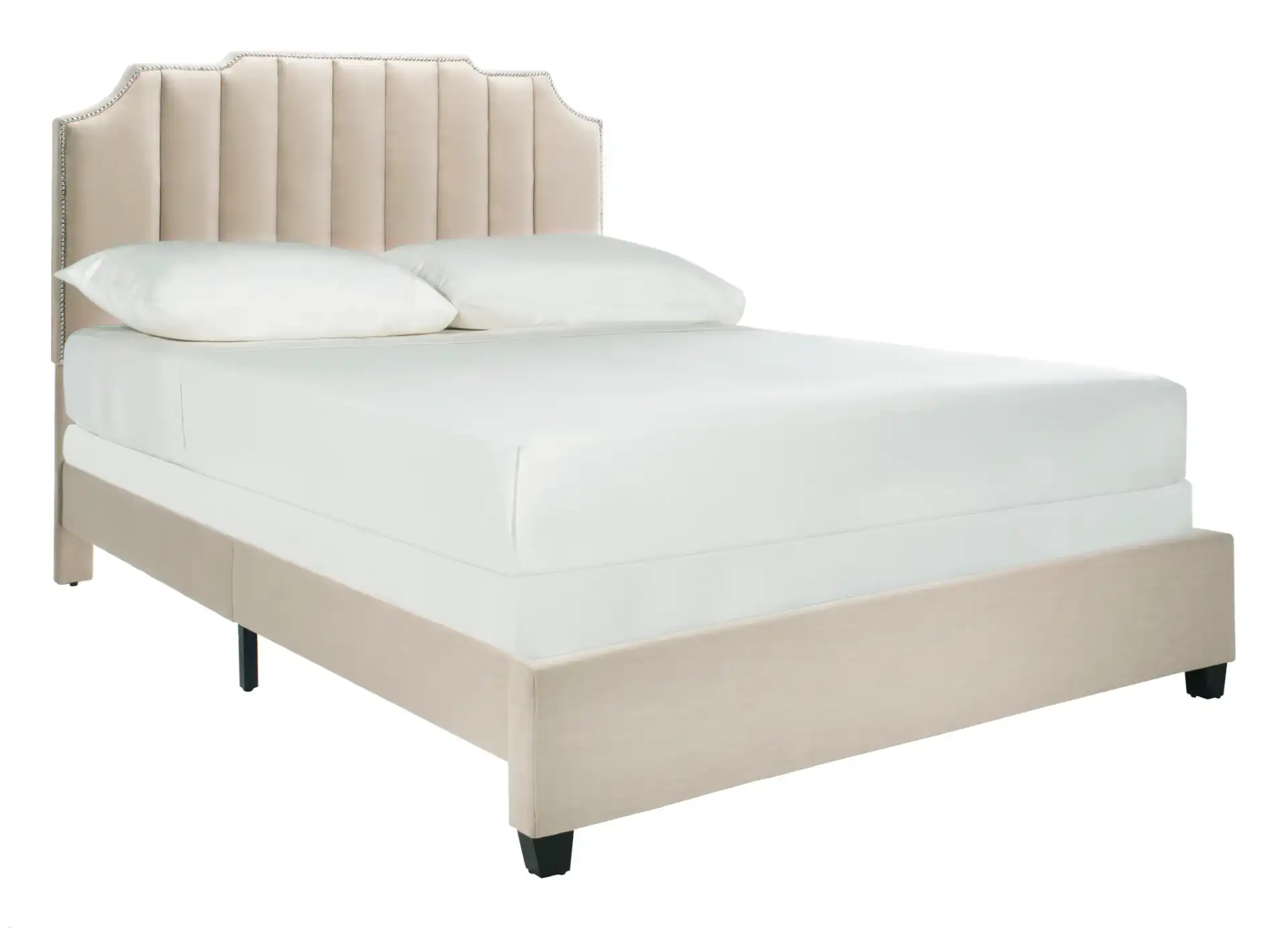 Streep Fabric Bed in Gray, detail view