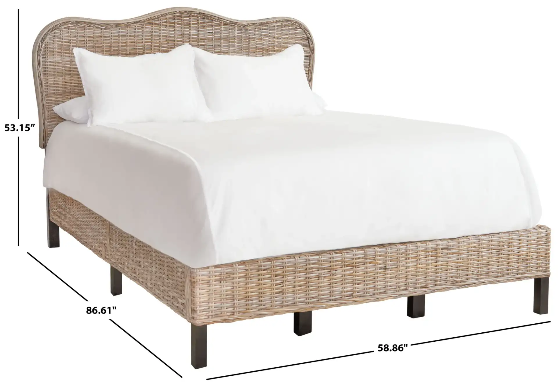 Daejon Rattan Bed in Grey / Espresso, detail view