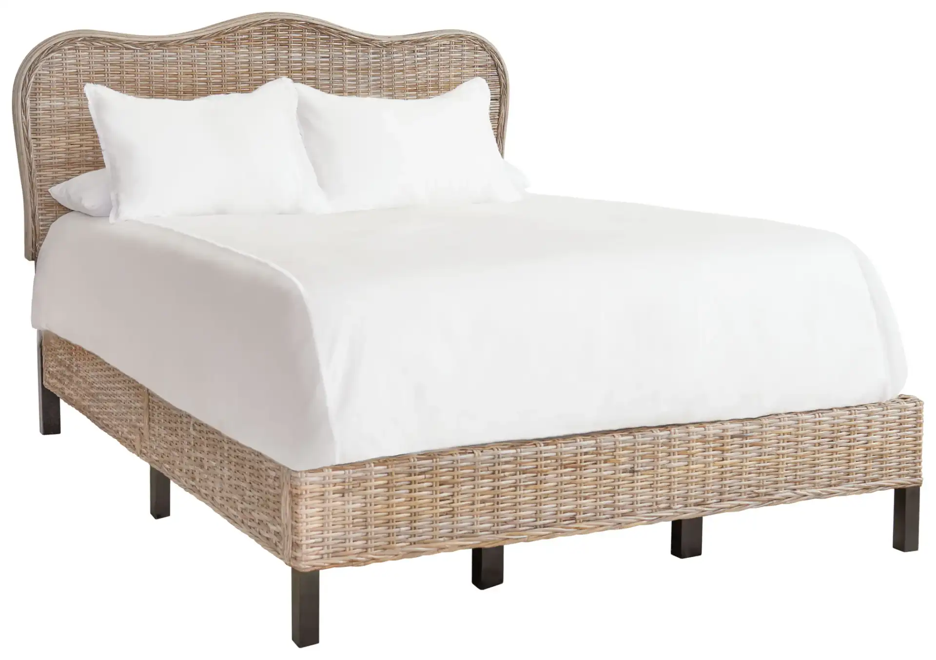 Daejon Rattan Bed in Grey / Espresso