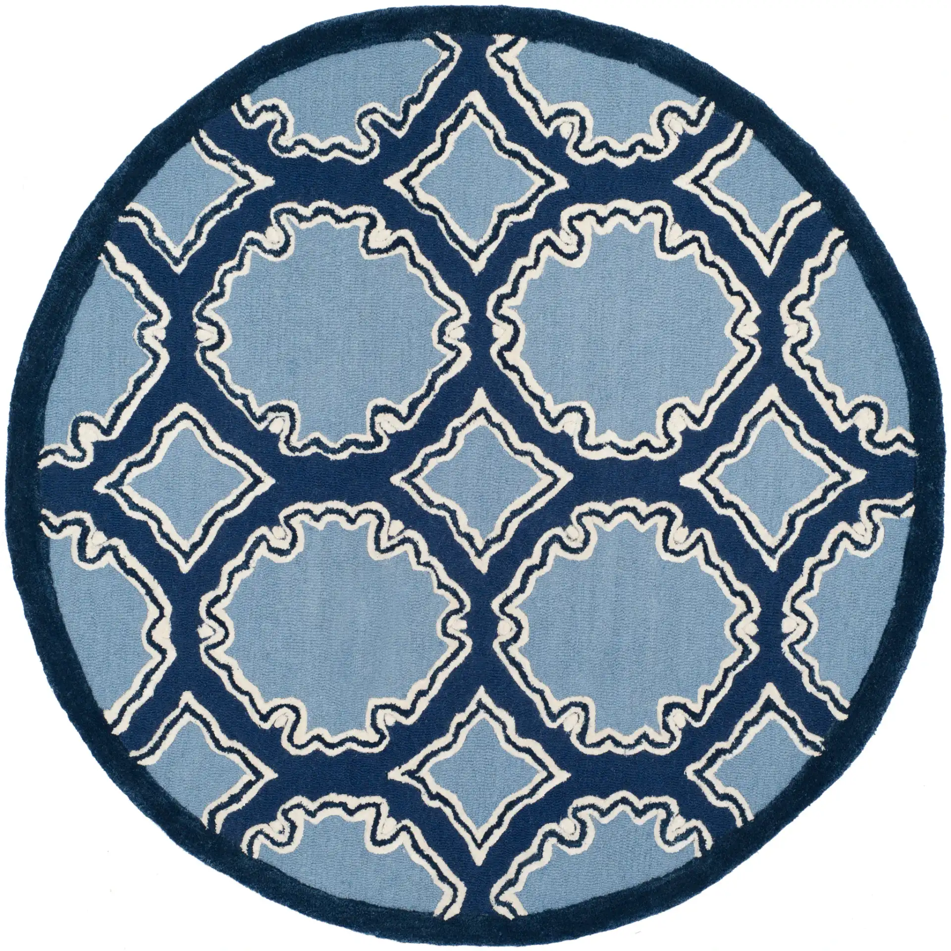 Bella Scalloped Trellis Hand-Tufted Wool Rug in Navy / Blue