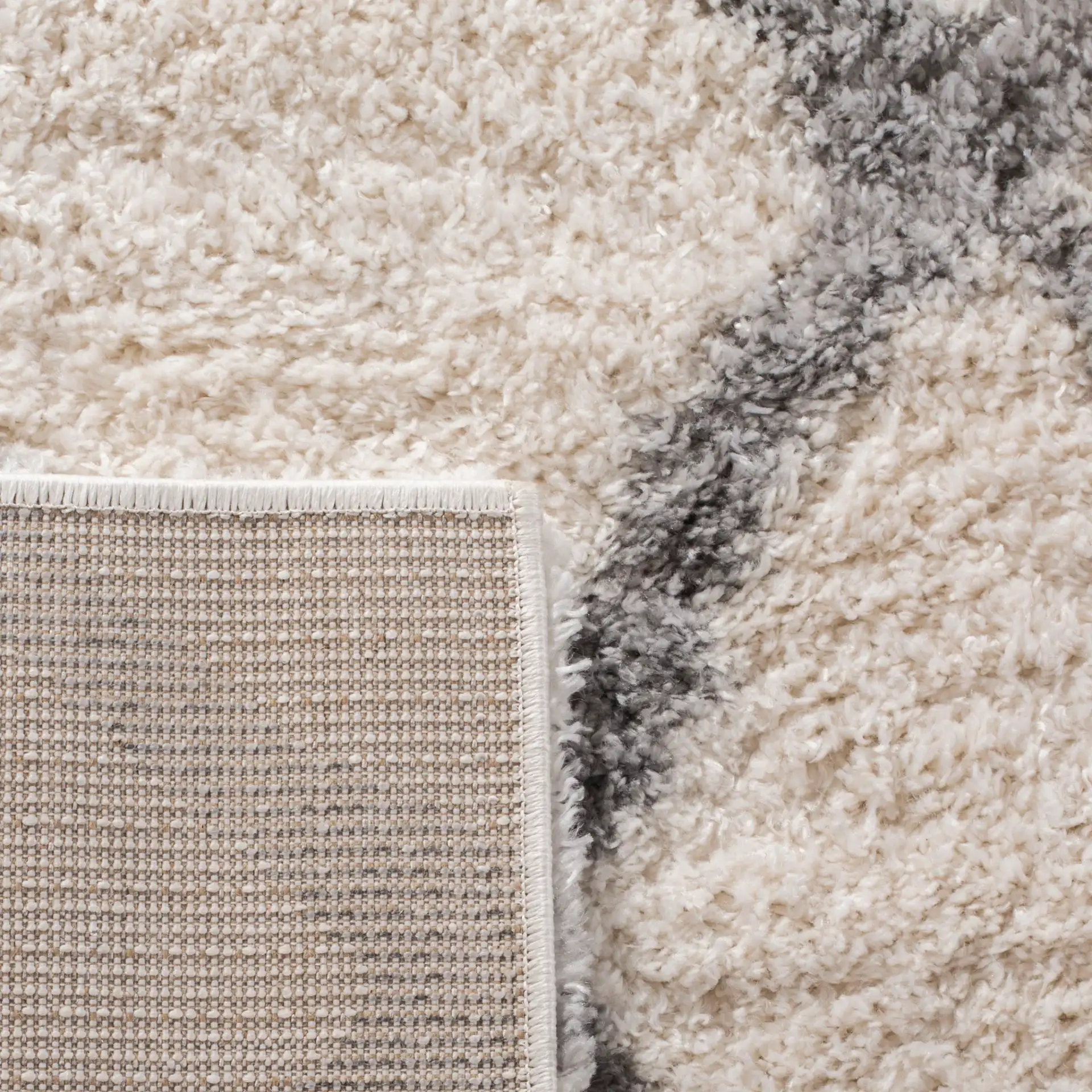 Berber Shag Lattice Trellis Rug in Ivory / Gray in a styled room