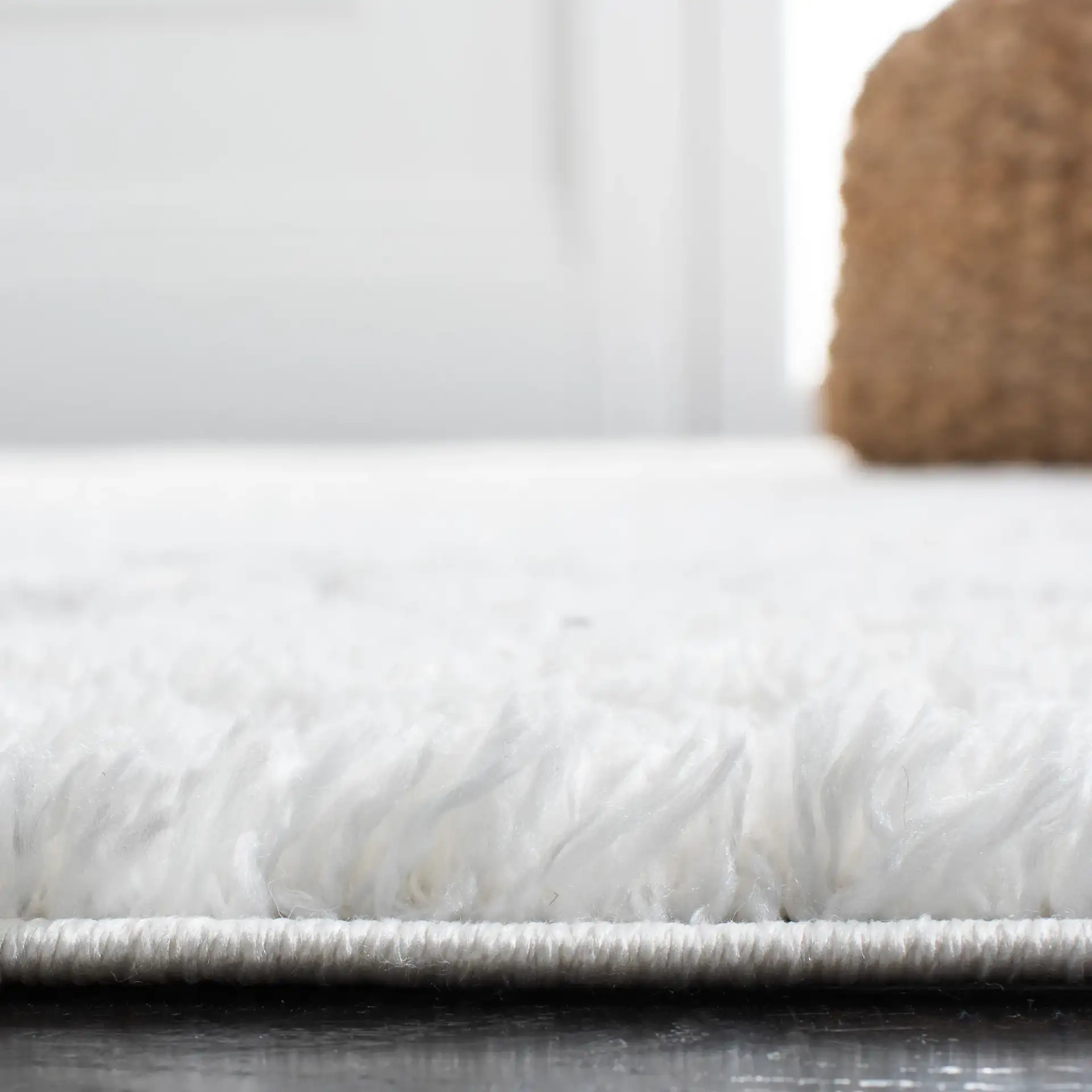 Berber Curved Trellis Shag Rug in Ivory / Light Gray in a styled room
