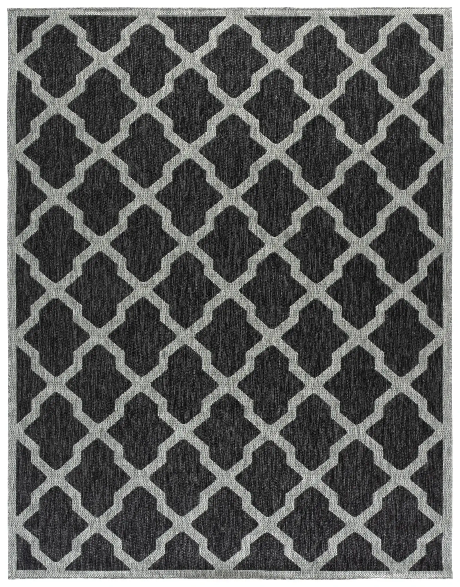 Beach House Moroccan Lattice Outdoor Rug in Charcoal / Gray