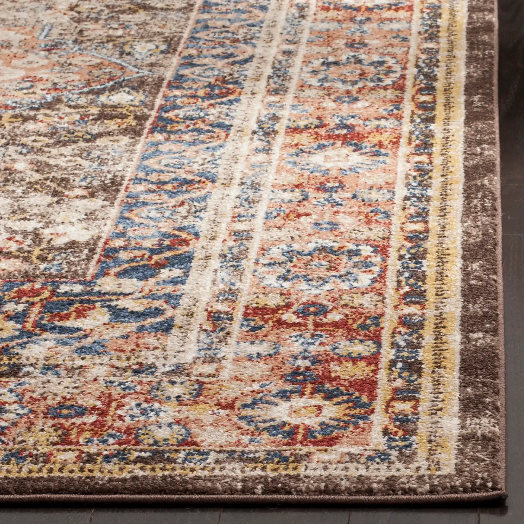 Bijar Medallion Bordered Rug in Brown / Rust in a styled room