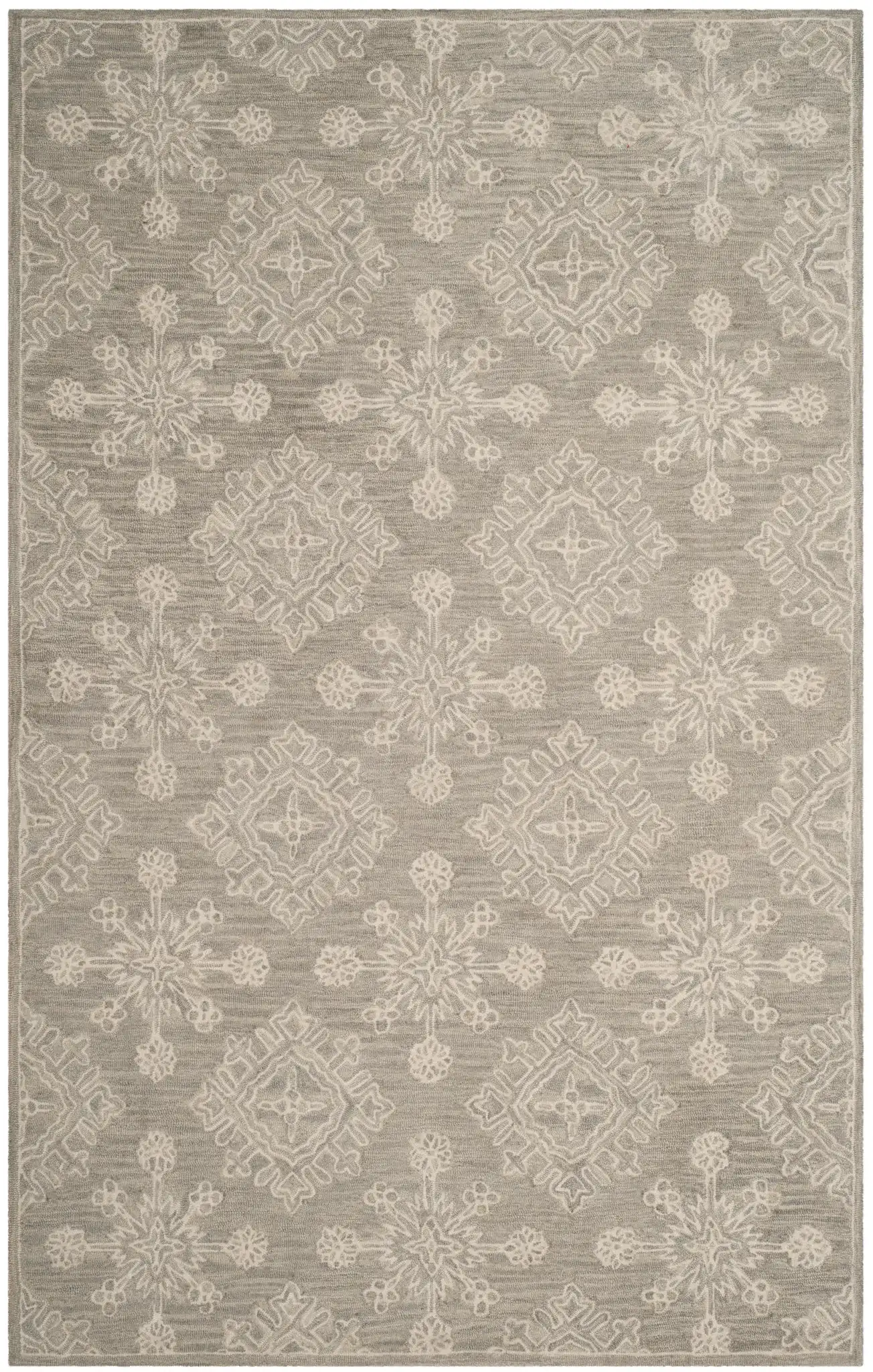 Blossom Diamond Medallion Hand-Tufted Wool Rug in Light Beige, detail view