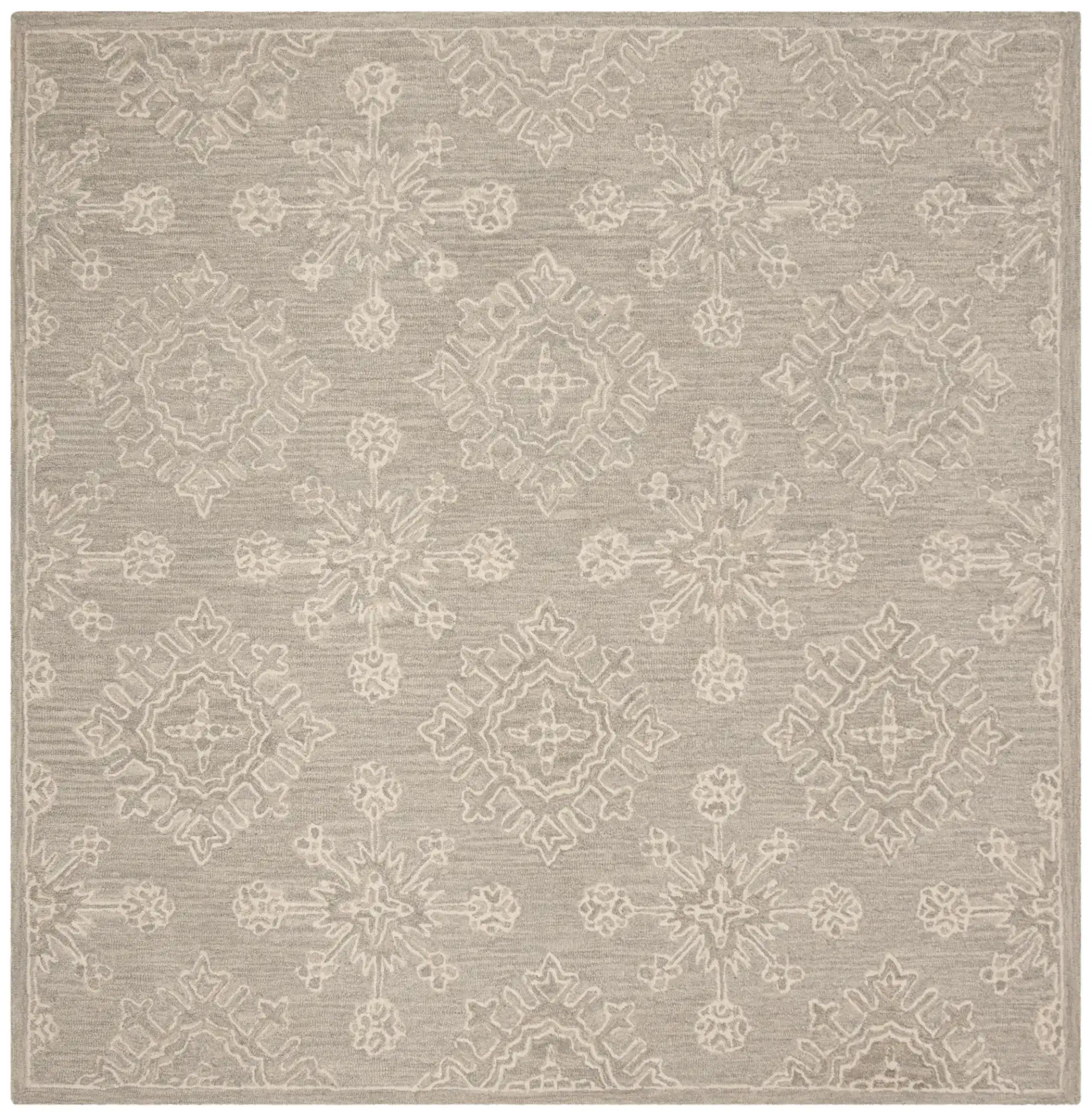 Blossom Diamond Medallion Hand-Tufted Wool Rug in Light Beige