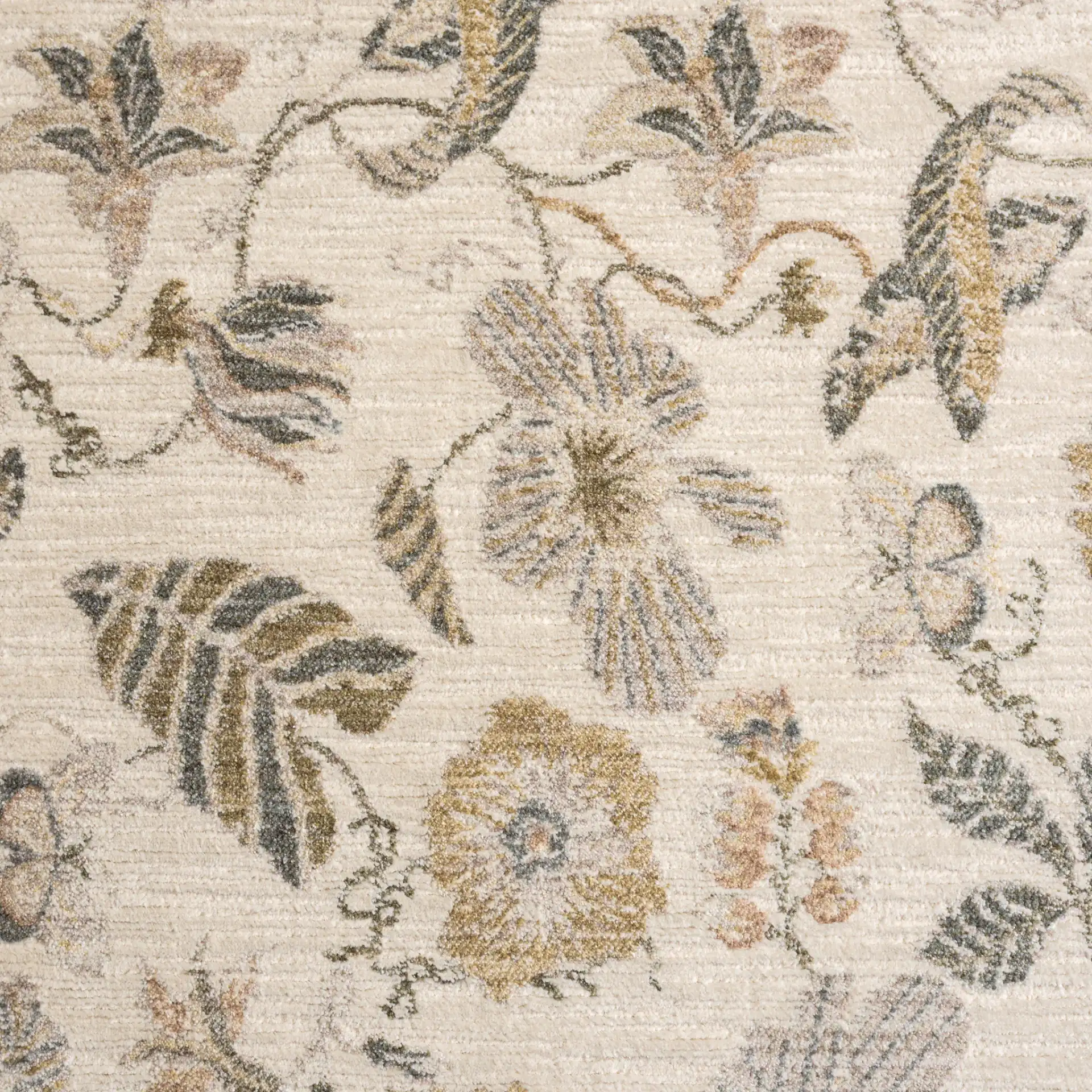 Bloom Traditional Floral Rug in Ivory / Light Gray in a styled room