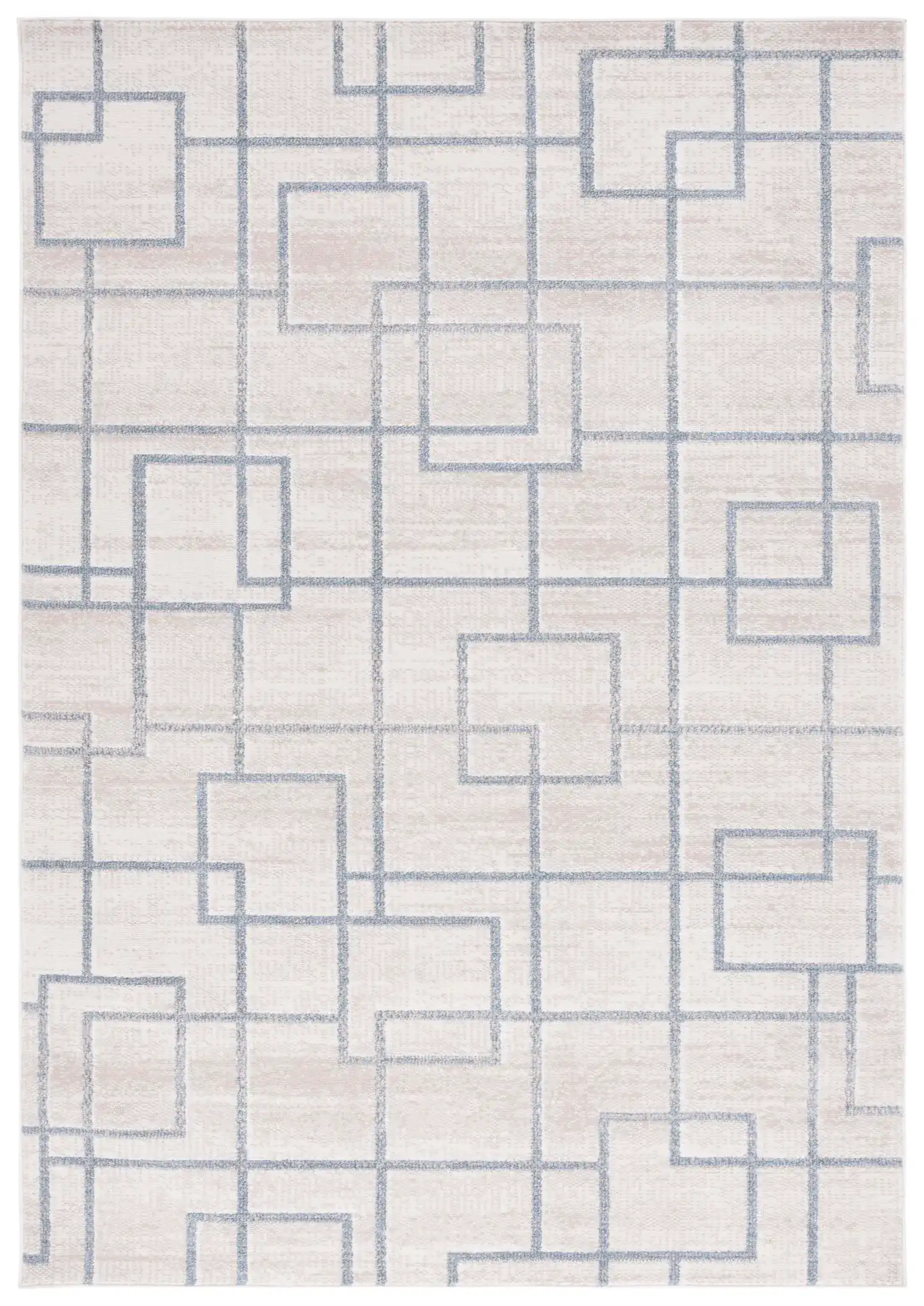 Blair Washable Intersecting Square Rug in Beige / Gray