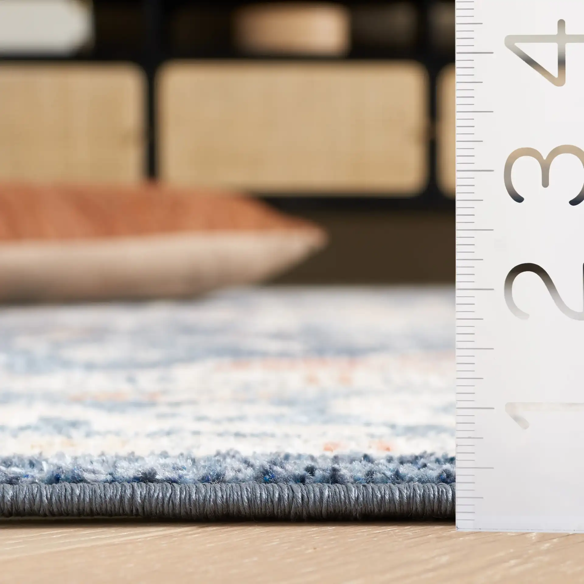 Blair Floral Medallion Washable Rug in Navy / Blue in a styled room