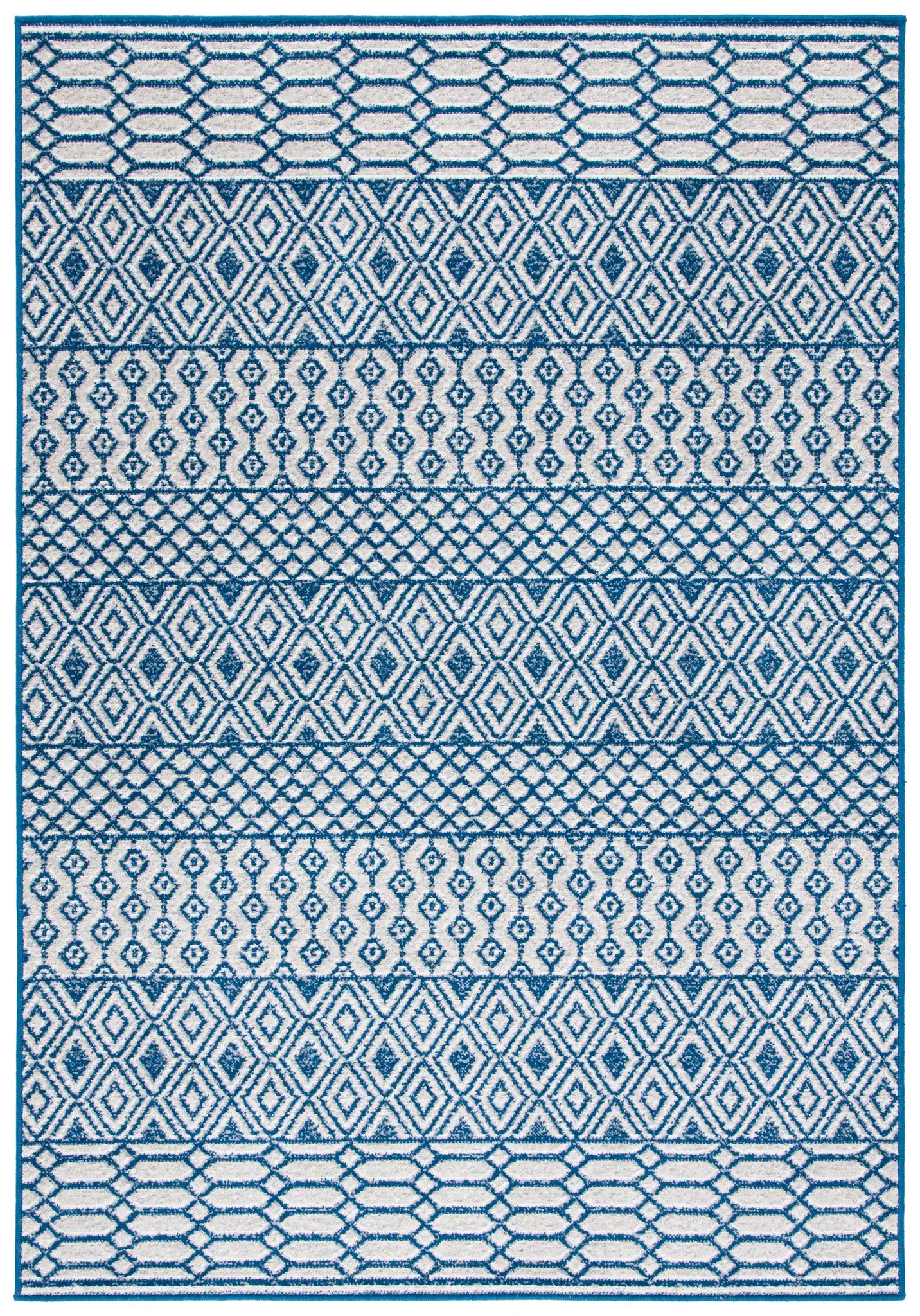 Belmont Banded Diamond Rug in Navy / Gray