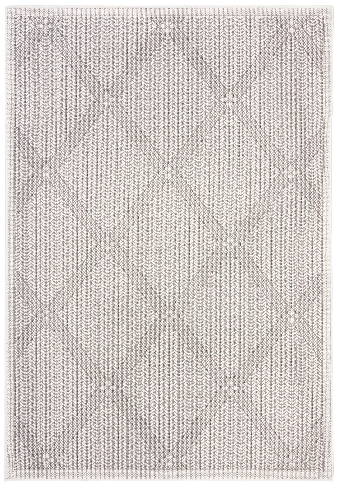 Bermuda Diamond Lattice Washable Outdoor Rug in Cream / Gray