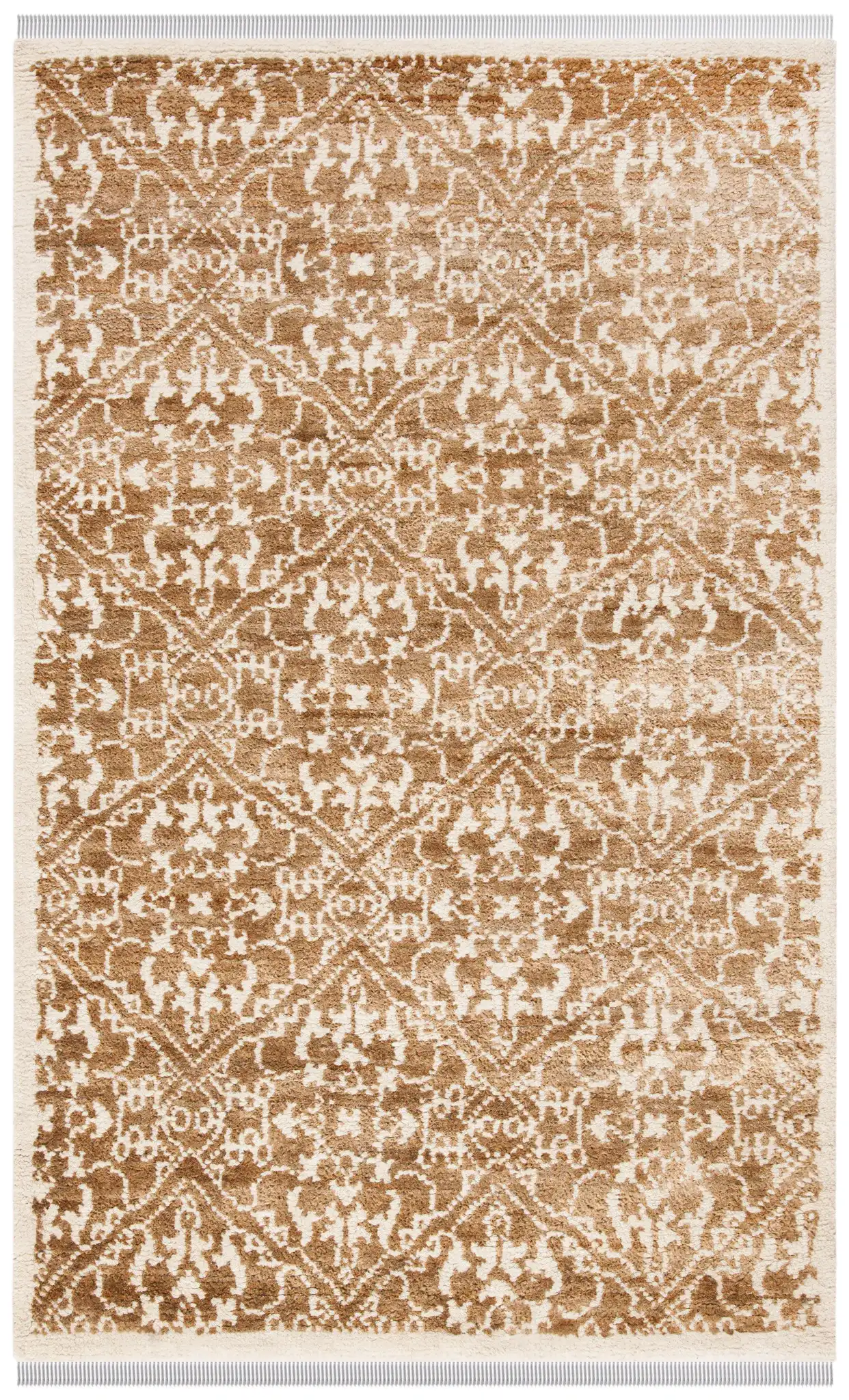 Bohemian Damask Hand-Woven Jute Rug in Brown / Beige
