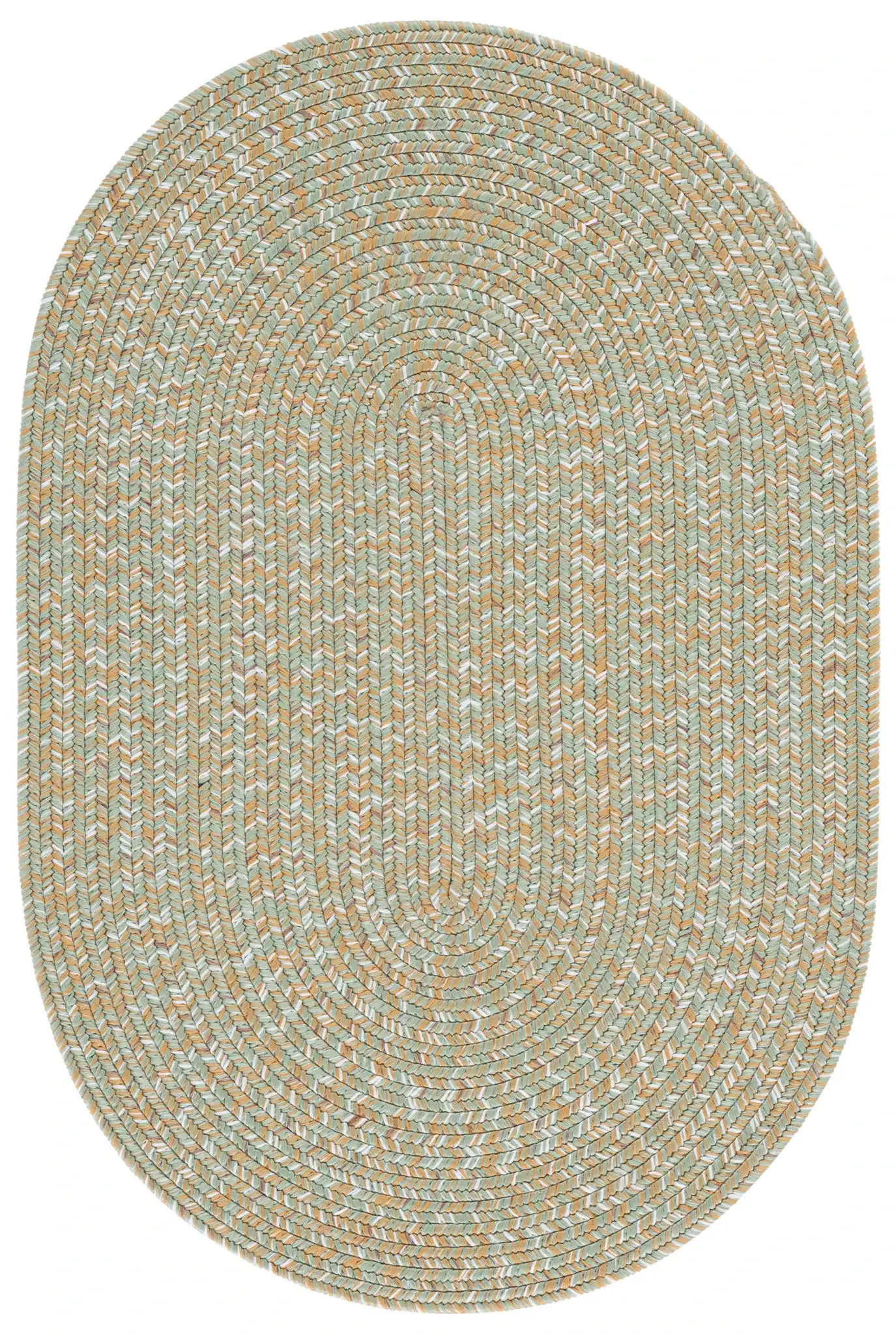 Braided Coastal Heathered Washable Outdoor Rug in Light Green / Sage