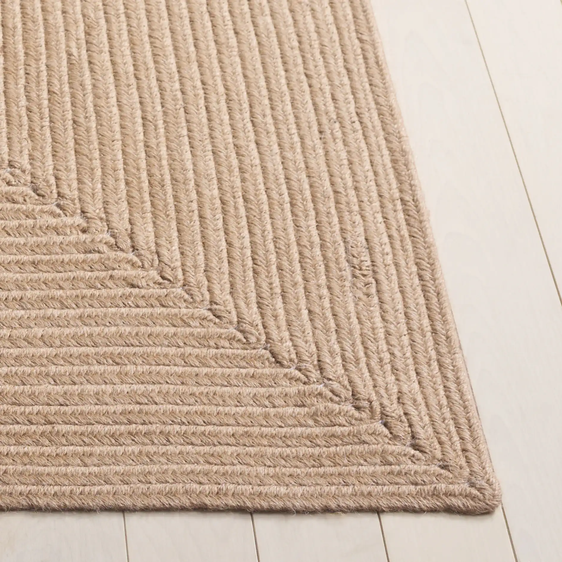 Braided Solid Oval Hand-Woven Rug in Natural in a styled room