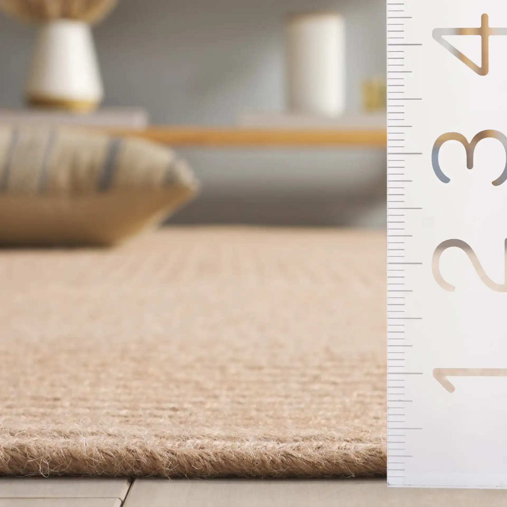 Braided Solid Oval Hand-Woven Rug in Natural in a styled room