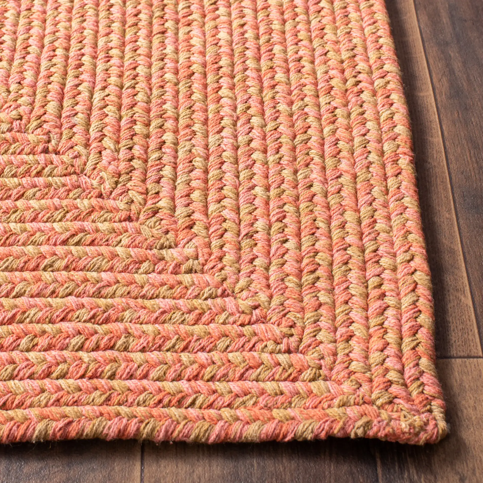 Braided Solid Oval Hand-Woven Cotton Rug in Multicolor in a styled room