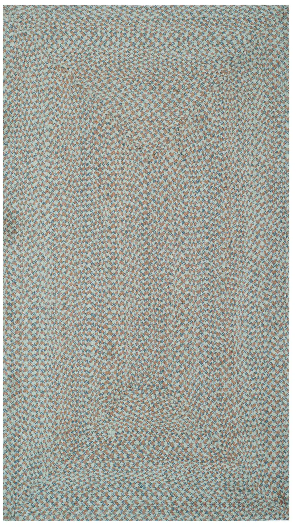 Braided Coastal Concentric Oval Hand-Woven Cotton Rug in Multicolor, detail view