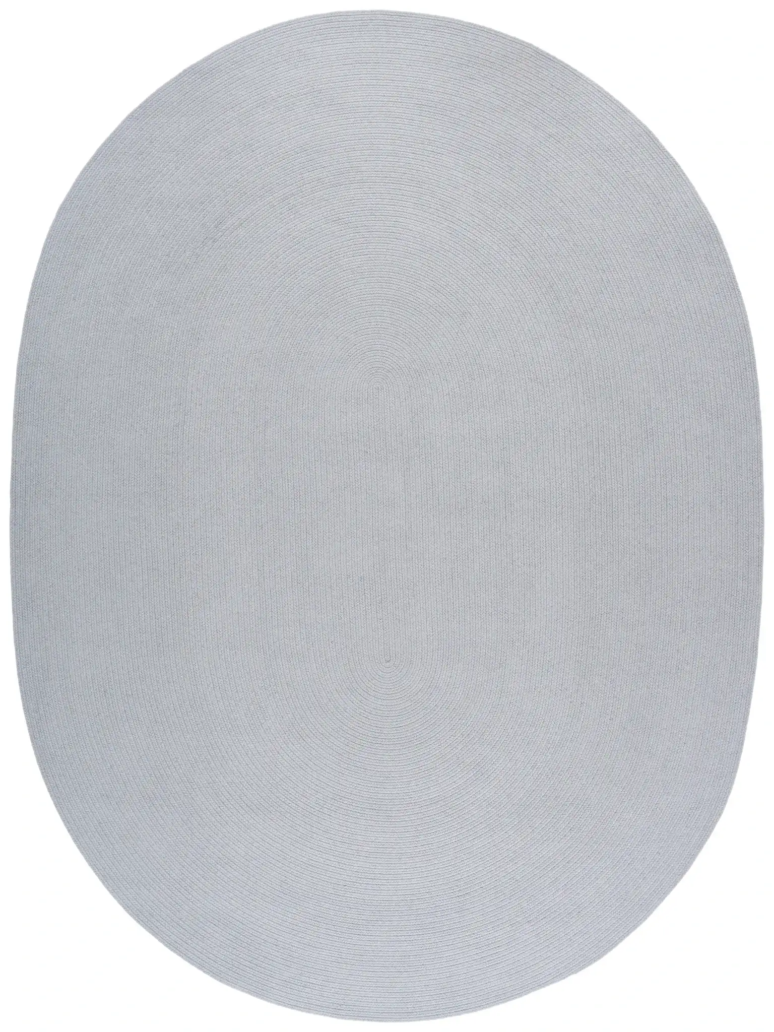Braided Coastal Oval Hand-Woven Cotton Rug in Light Blue