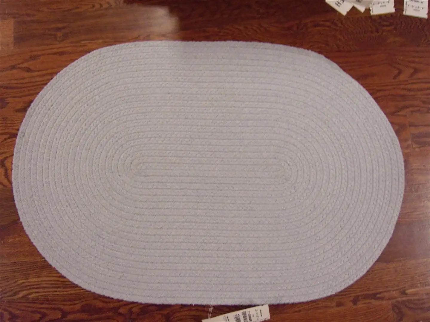 Braided Coastal Oval Hand-Woven Cotton Rug in Light Blue, detail view