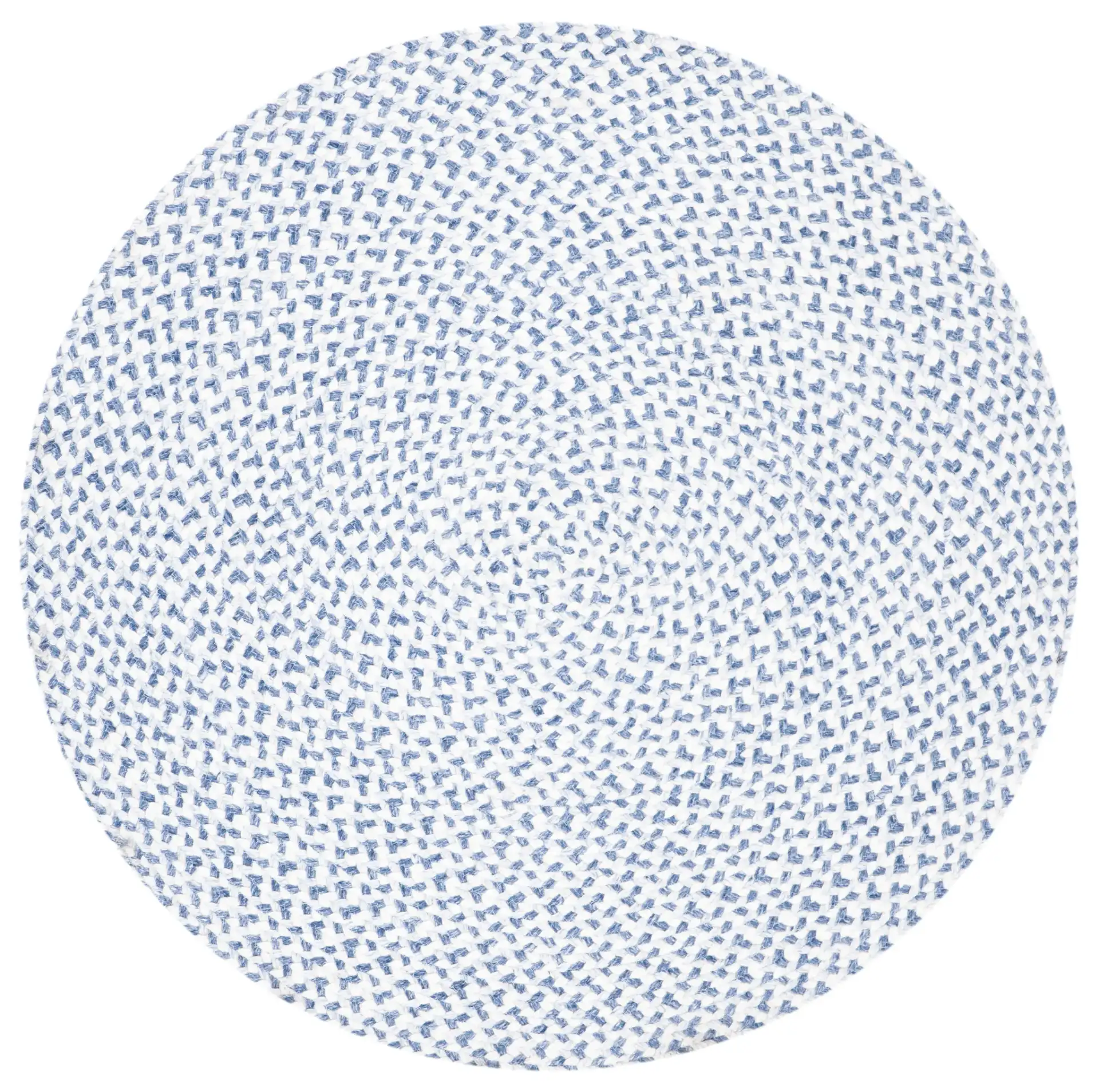 Braided Coastal Flecked Spiral Hand-Woven Rug in Blue / Ivory