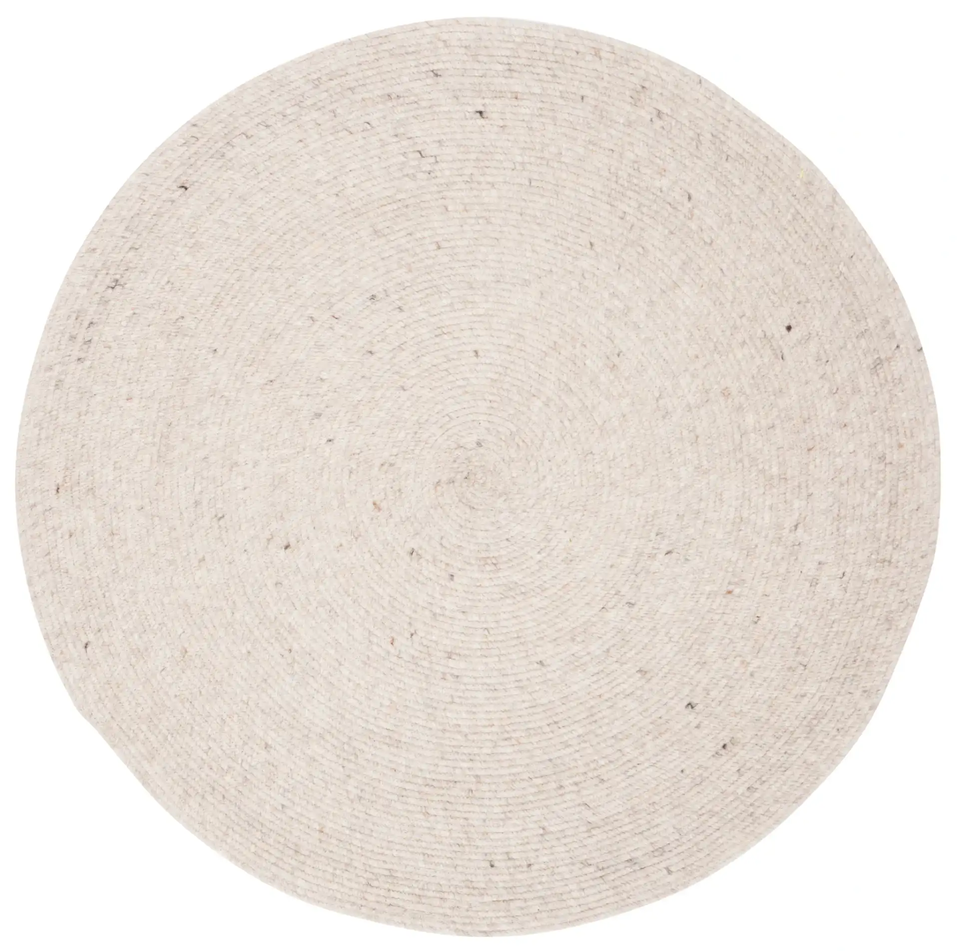 Braided Coastal Solid Hand-Woven Wool Rug in Beige