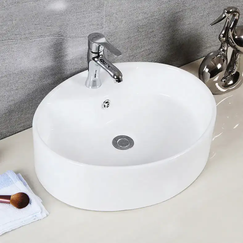 Brook Bathroom Sink in White in a styled room