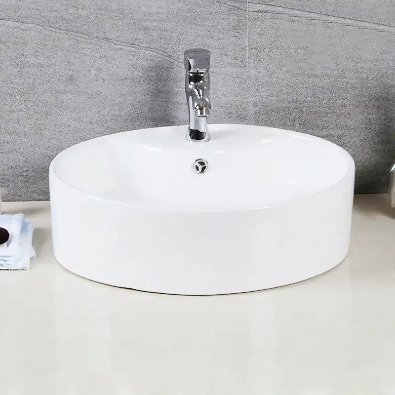 Brook Bathroom Sink in White in a styled room