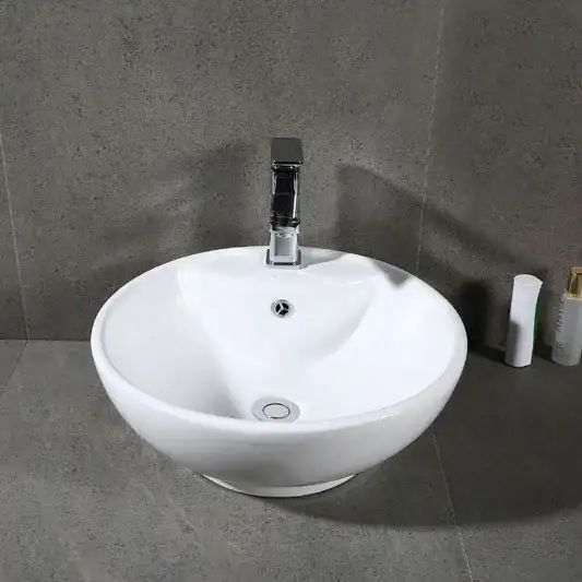 Kai Bathroom Sink in White in a styled room
