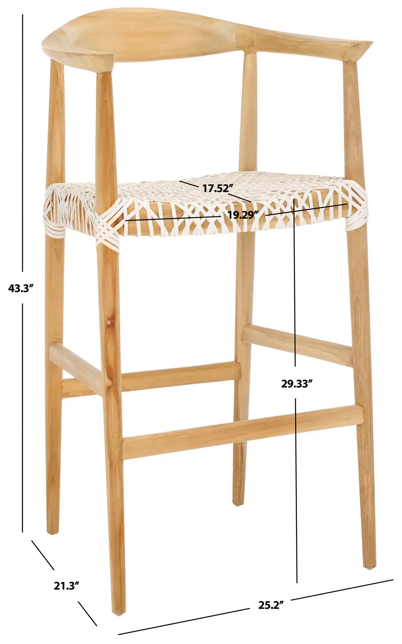 Bandelier Barstool in Natural / White, detail view