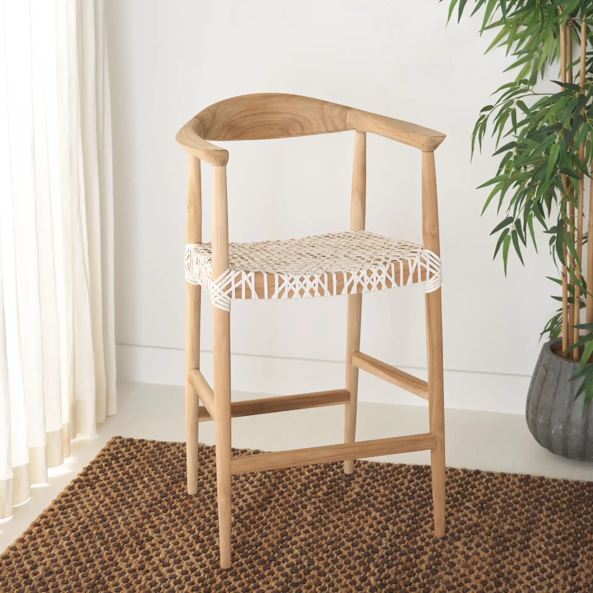 Bandelier Counter Stool in Natural / White in a styled room