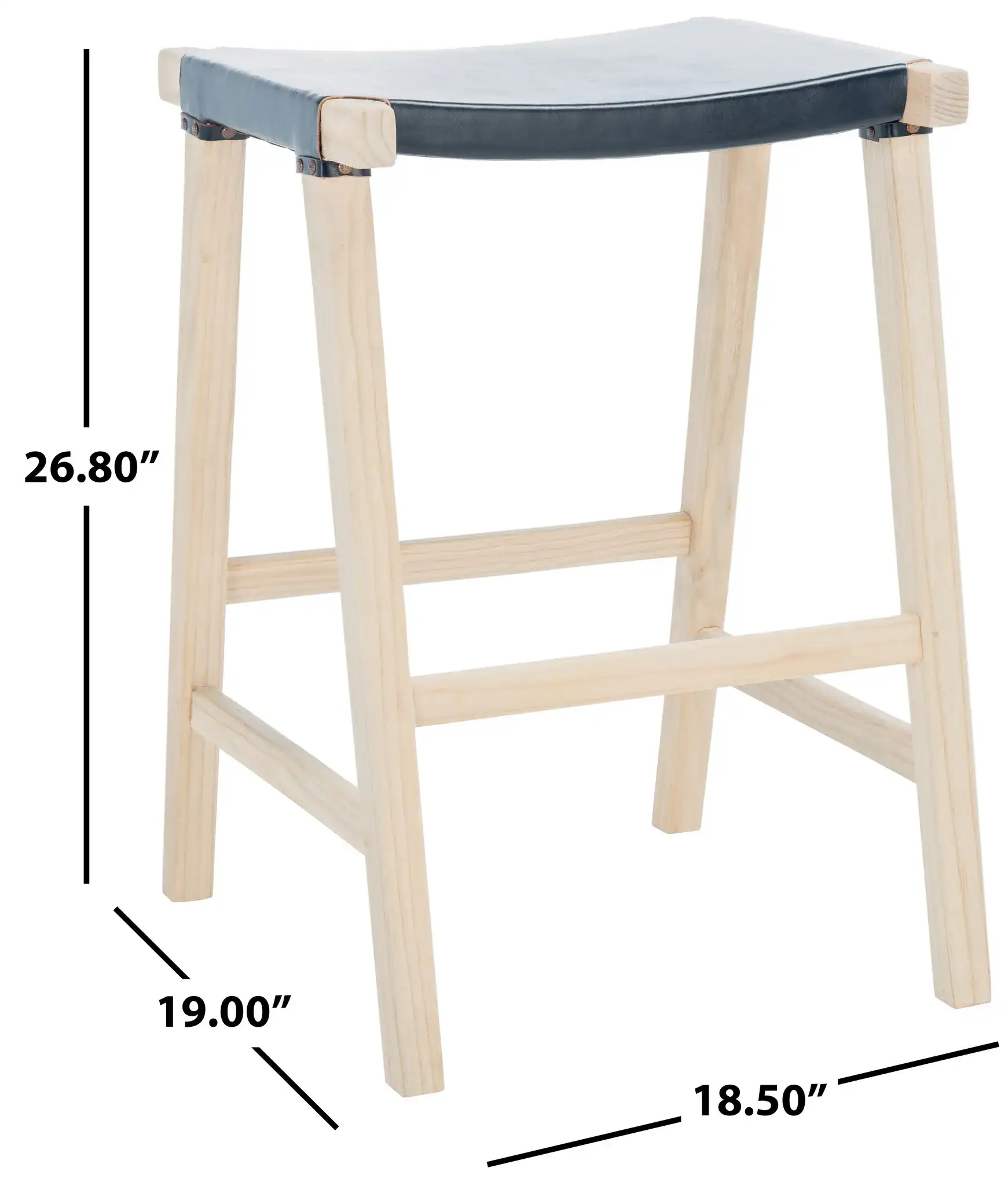 Aariz Rectangle Counter Stool in Black / Natural, detail view