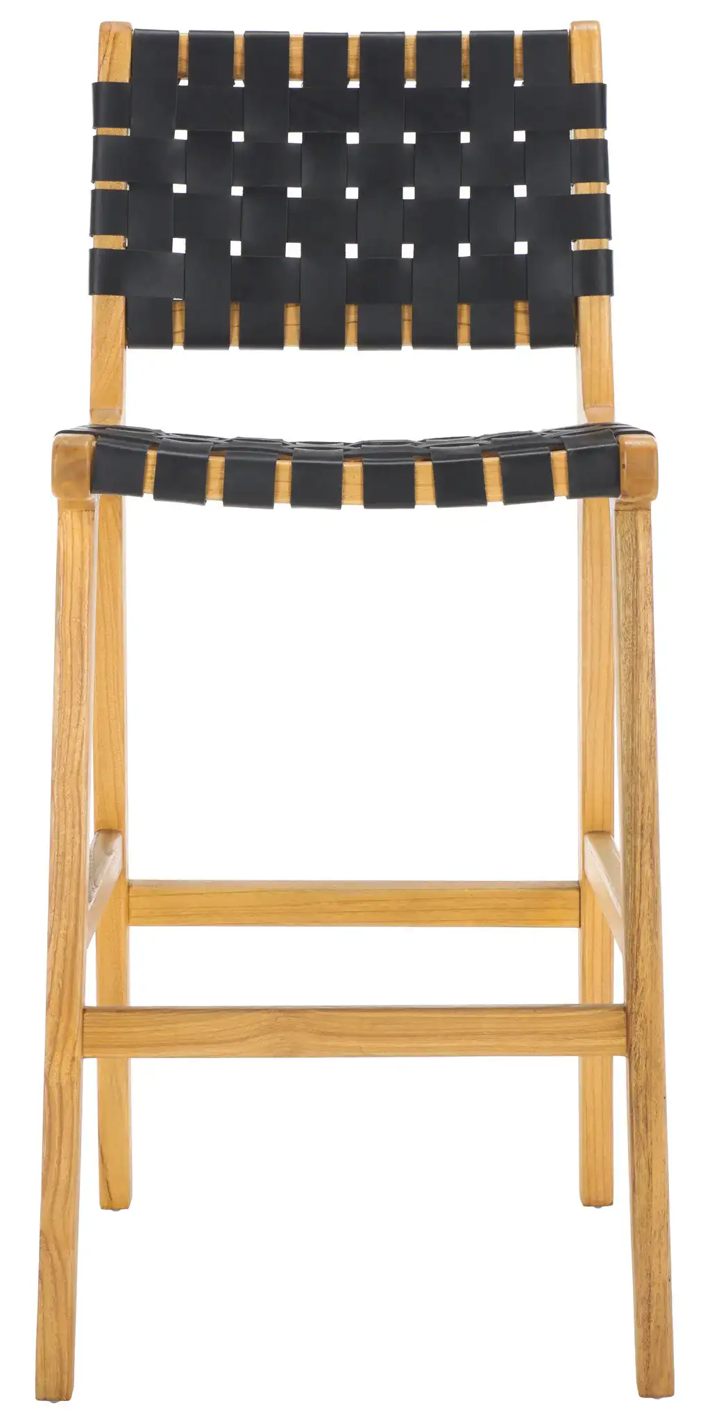 Adah Leather Bar Stool in Black