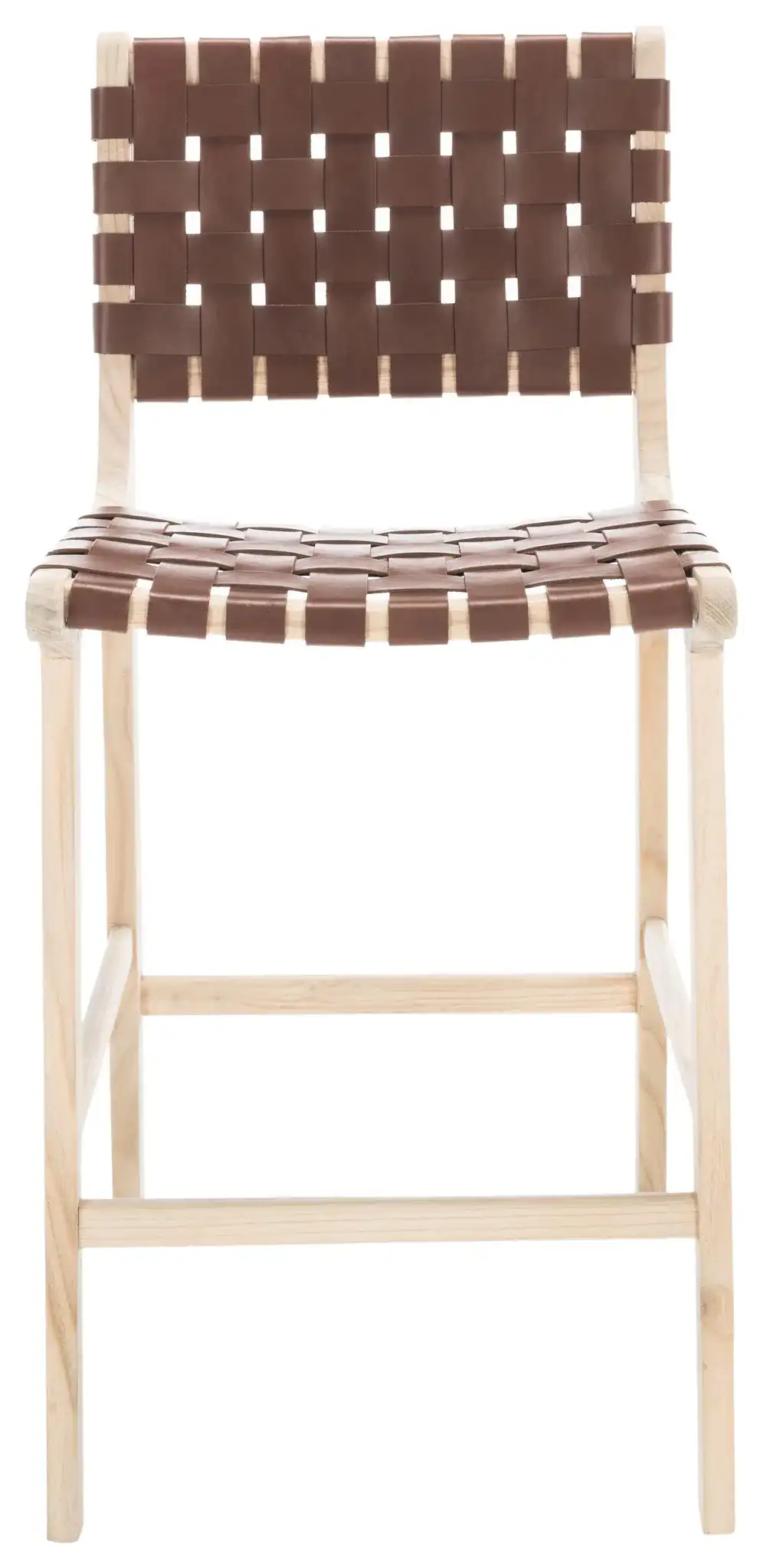 Adah Leather Counter Stool in Black / Natural