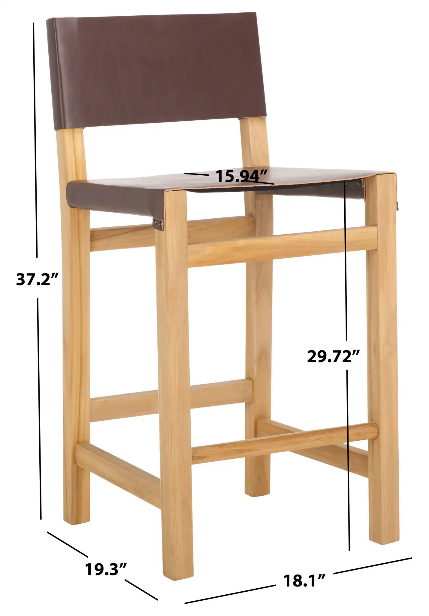 Romee Counter Stool in Cognac / Natural, detail view