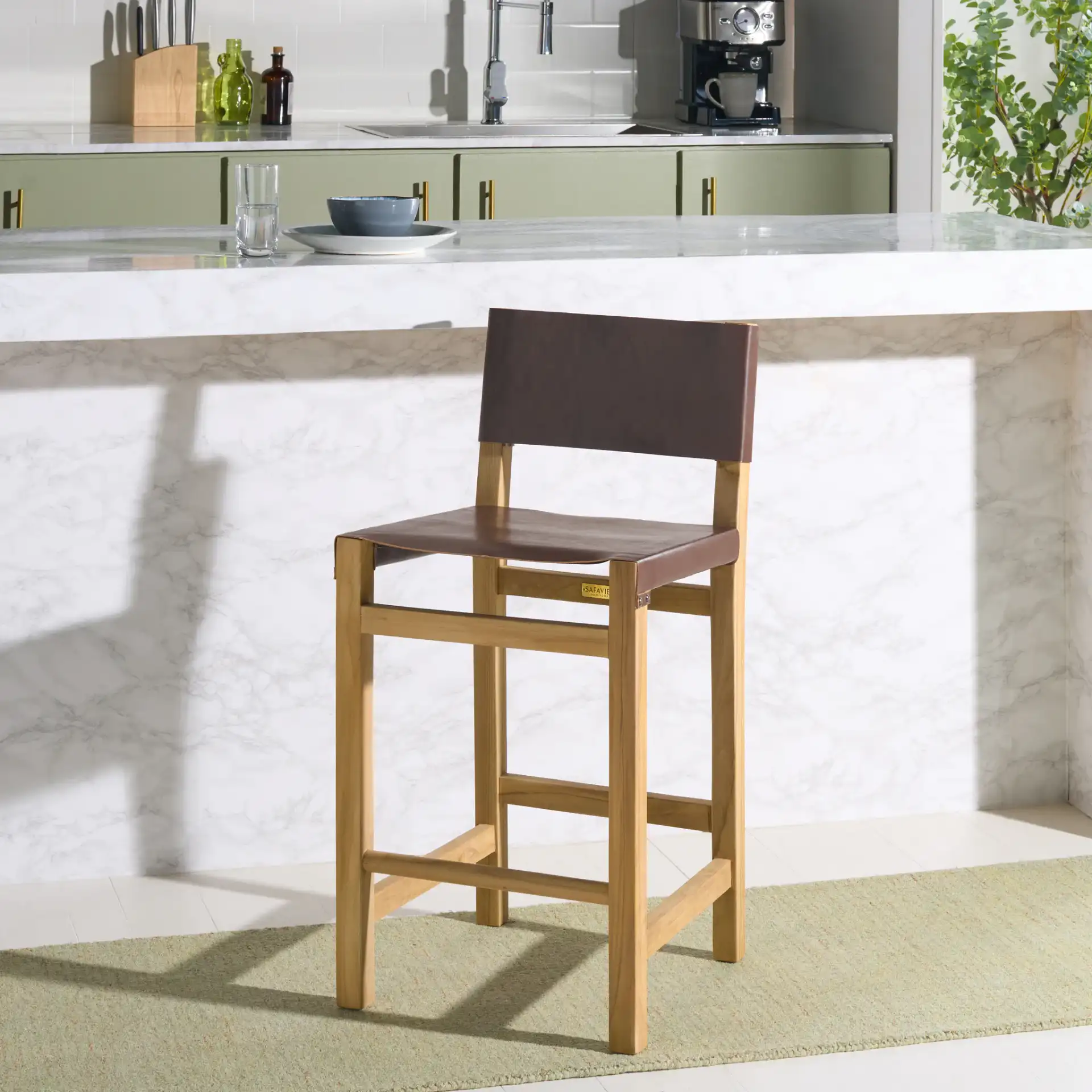 Romee Counter Stool in Cognac / Natural in a styled room