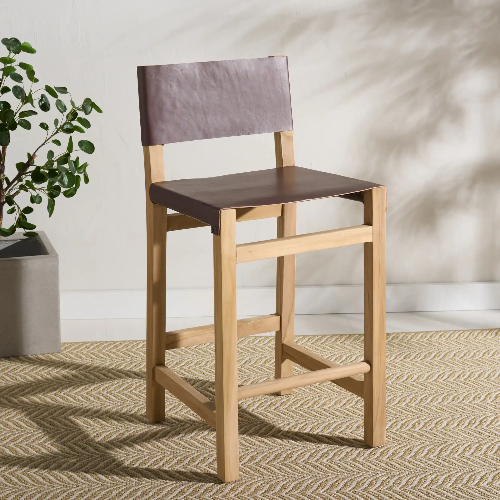 Romee Counter Stool in Cognac / Natural in a styled room