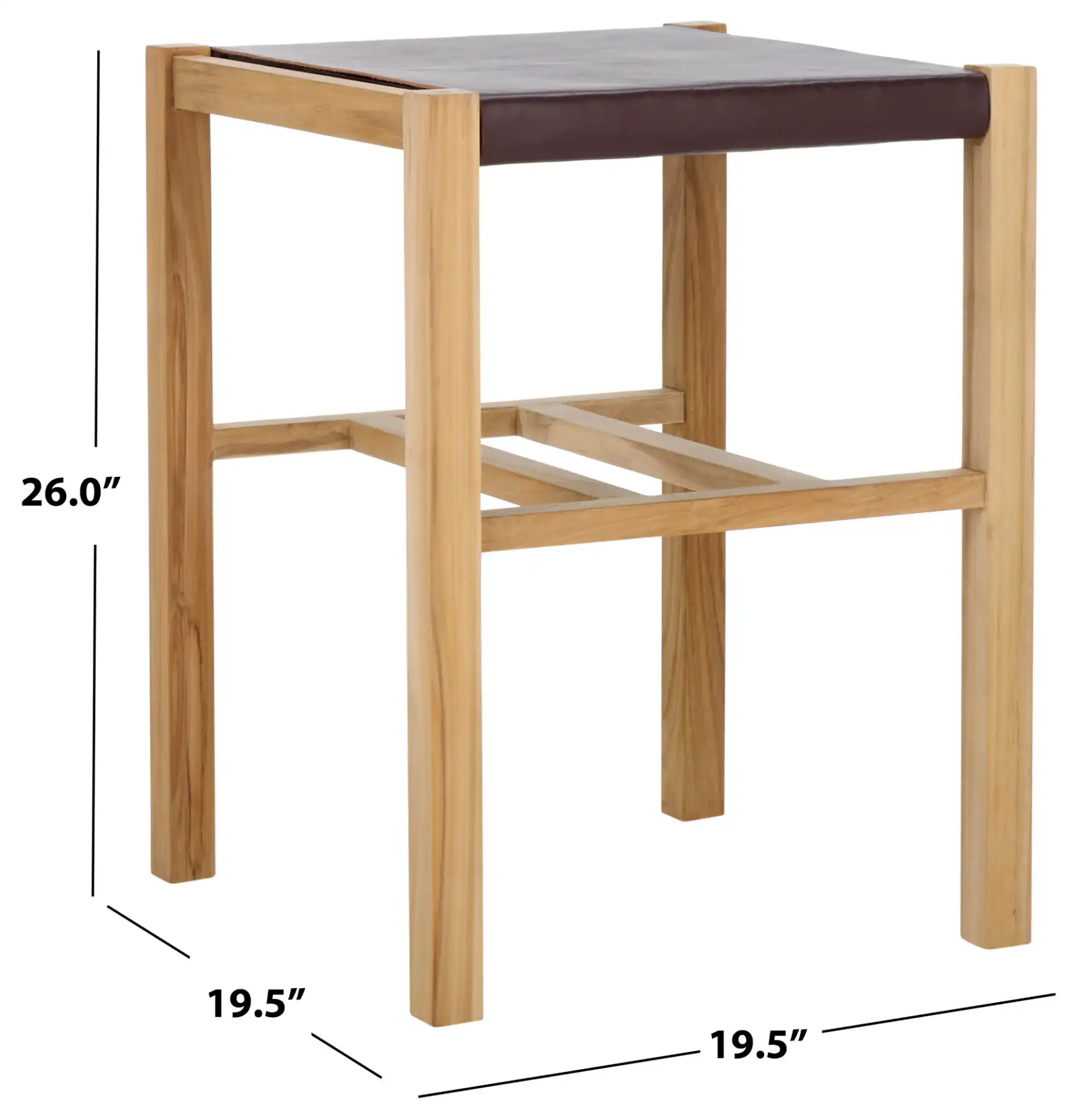 Solana Counter Stool in Cognac / Natural, detail view