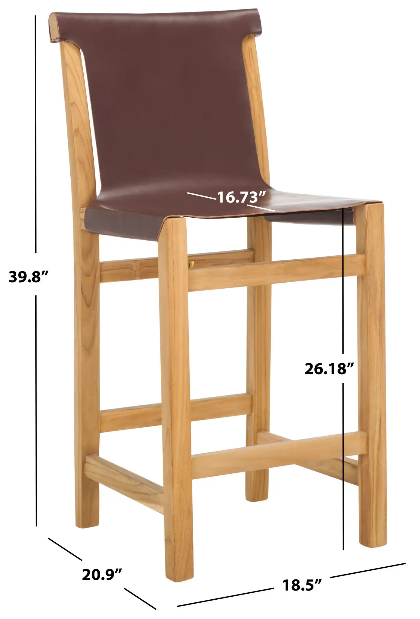 Arian Counter Stool in Cognac / Natural, detail view
