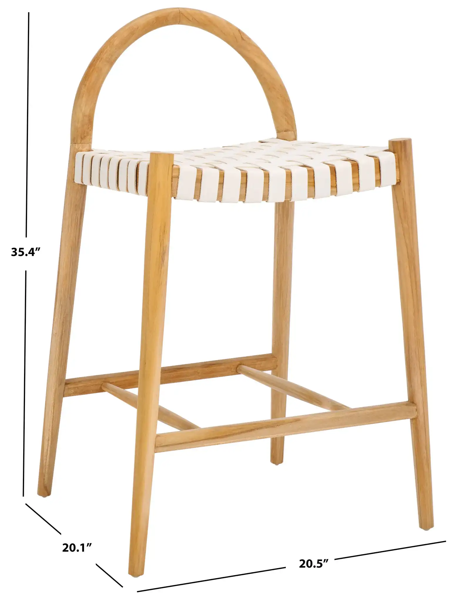 Rhyan Counter Stool in White / Natural, detail view