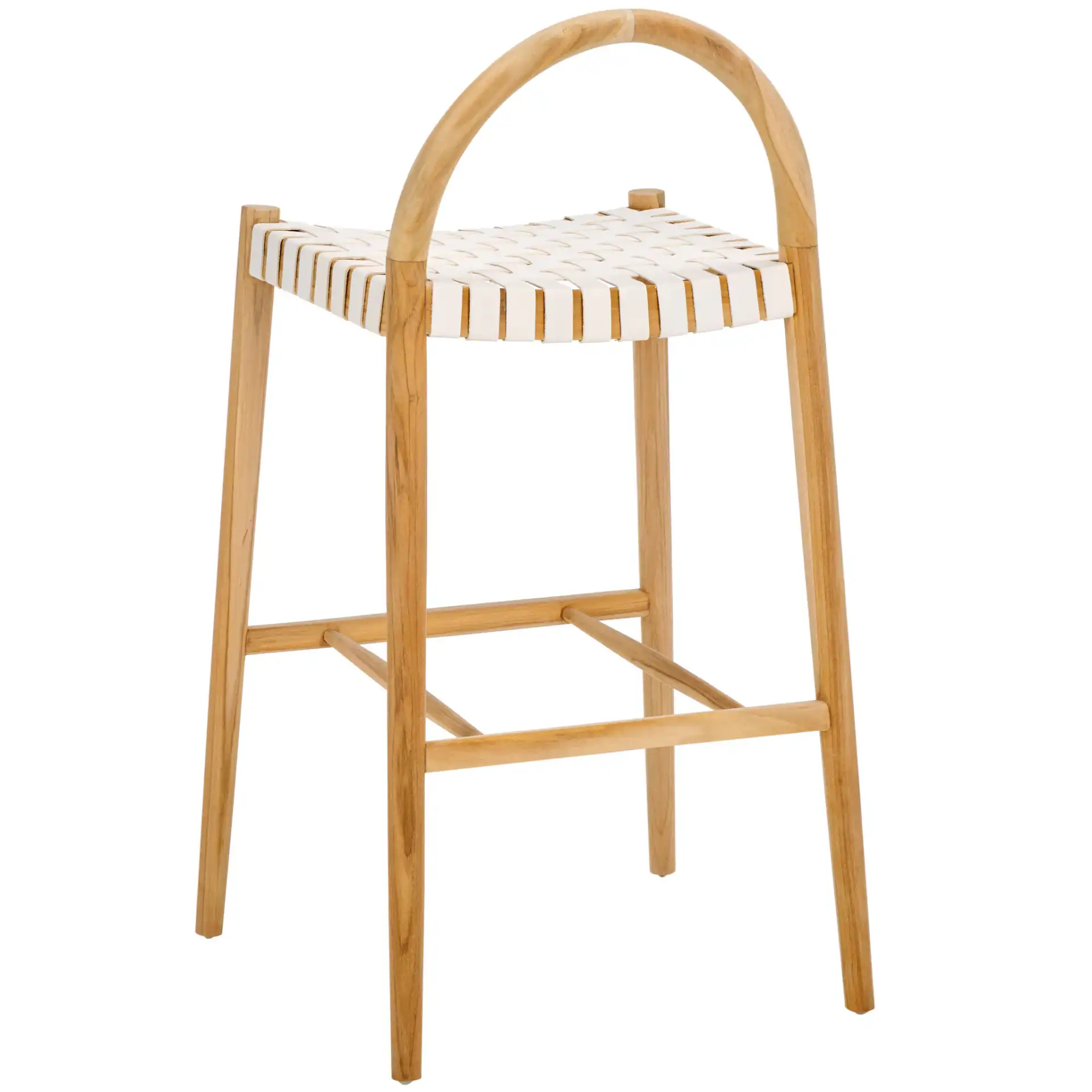 Rhyan Bar Stool in White / Natural, detail view