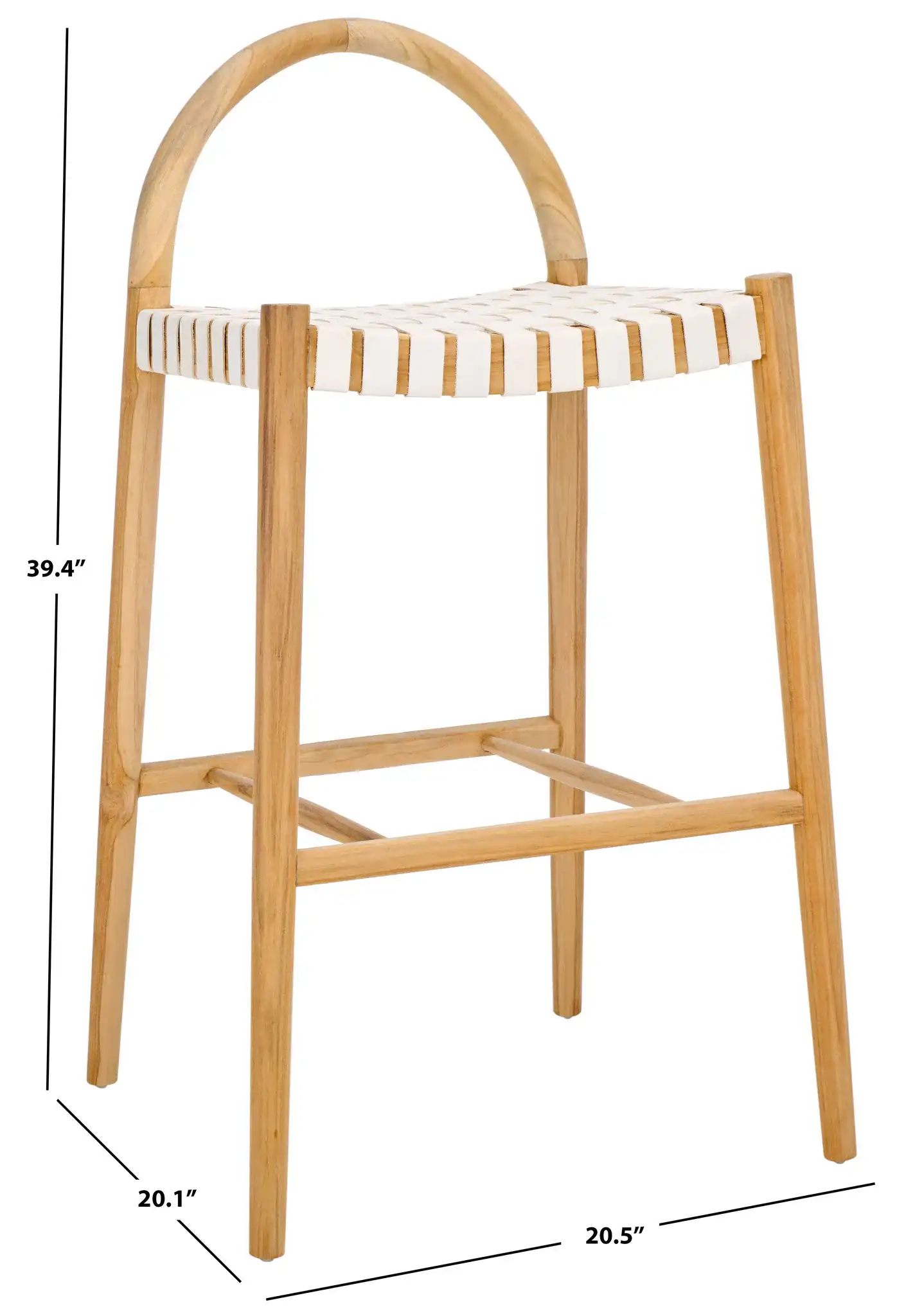 Rhyan Bar Stool in White / Natural, detail view
