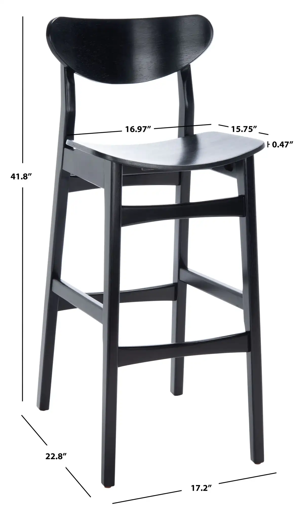 Thaxton Bar Stool (Set of 2) in Black, detail view