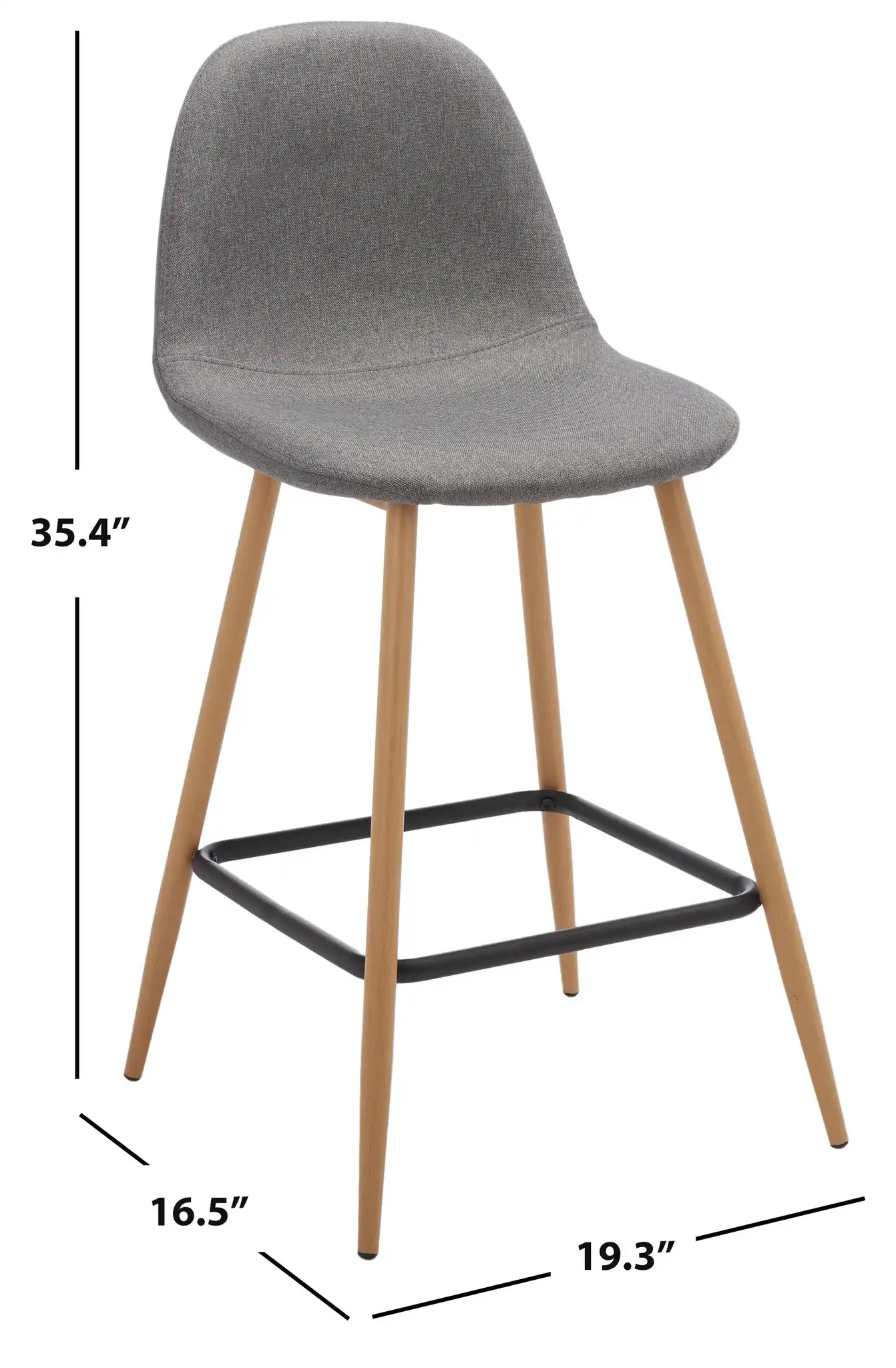 Travis Counter Stool in Dark Gray / Black, detail view