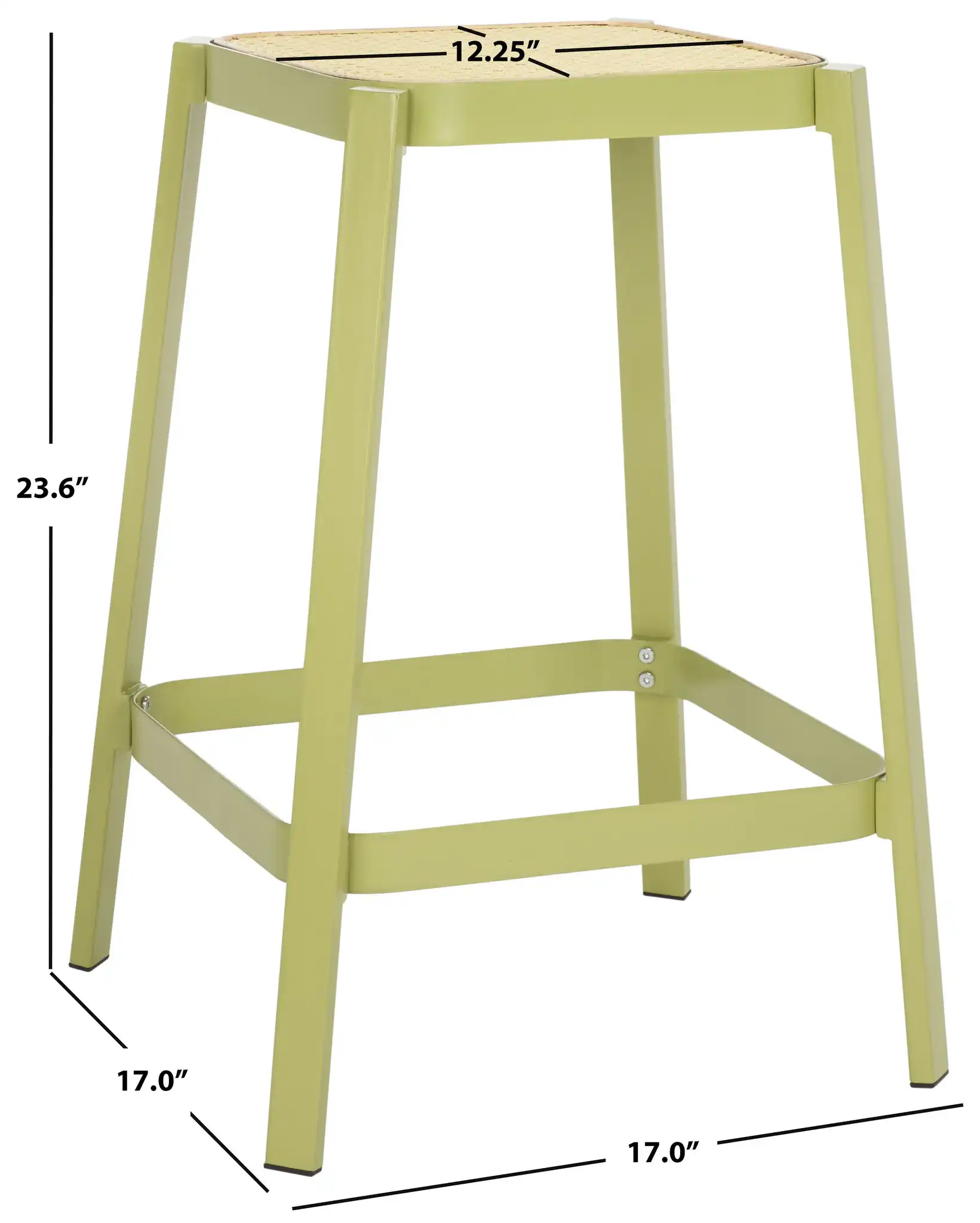 Palmyra Cane Counter Stool in Green / Natural, detail view