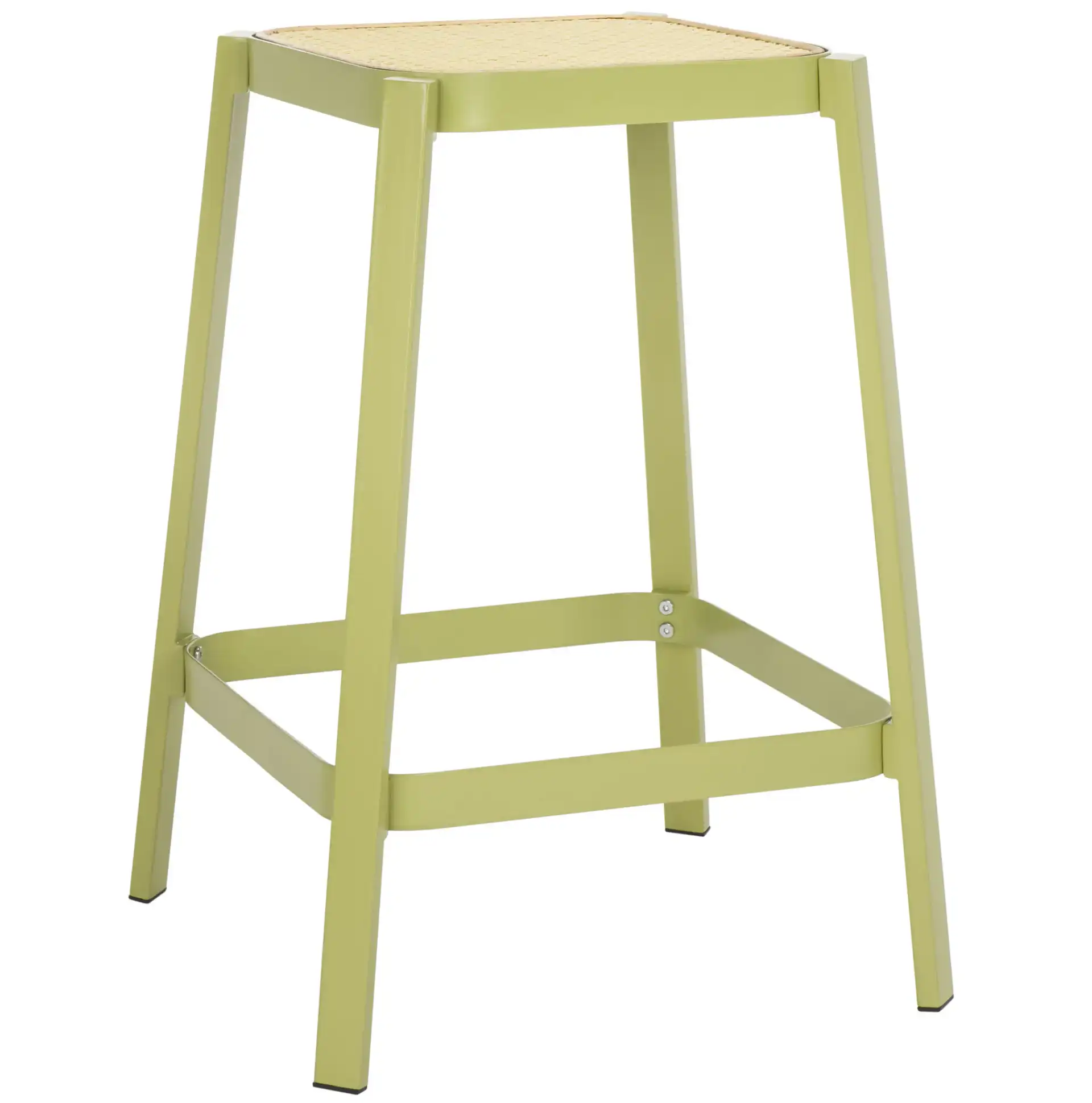 Palmyra Cane Counter Stool in Green / Natural