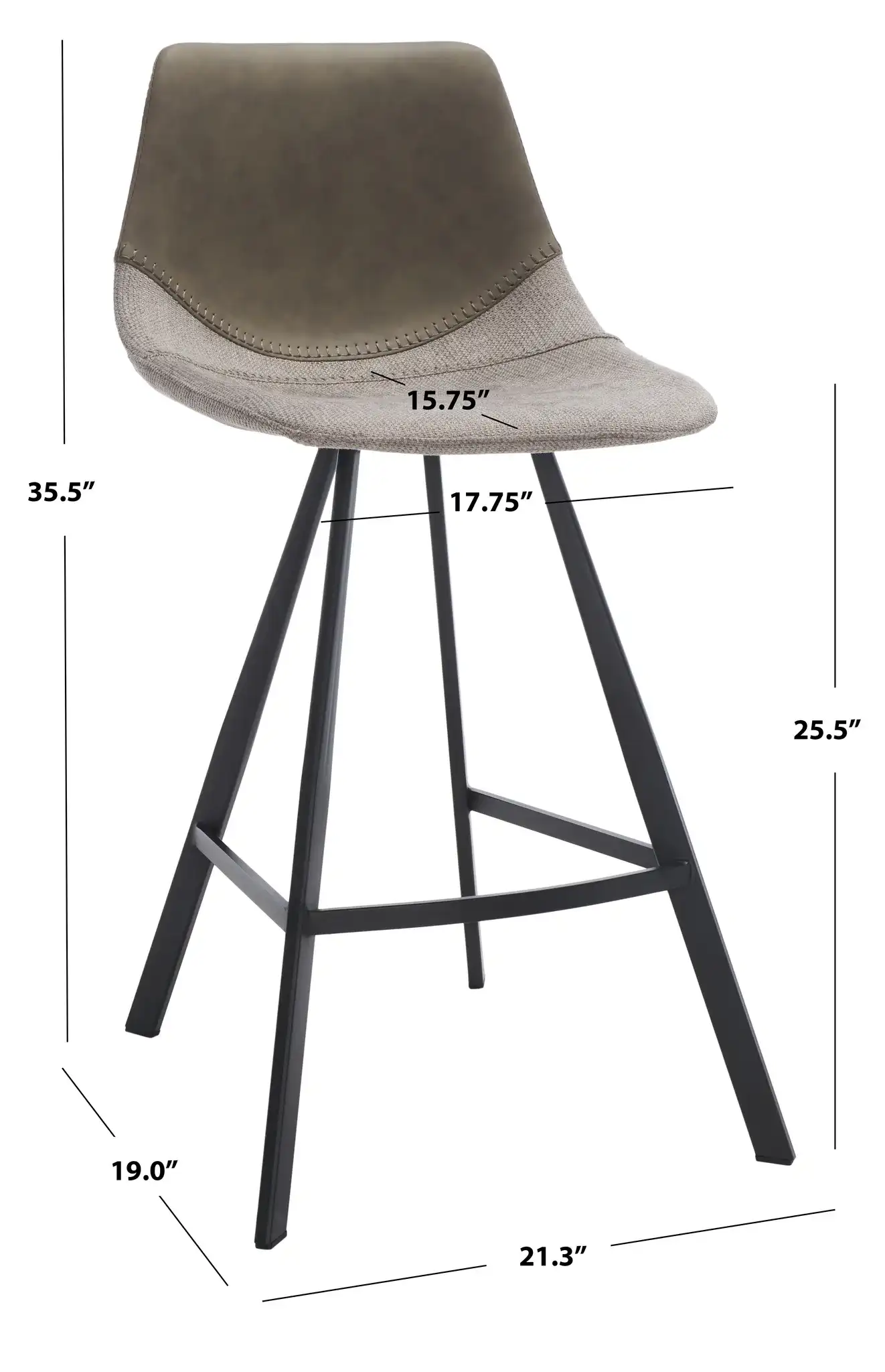 Granger Counter Stool in Gray / Black, detail view