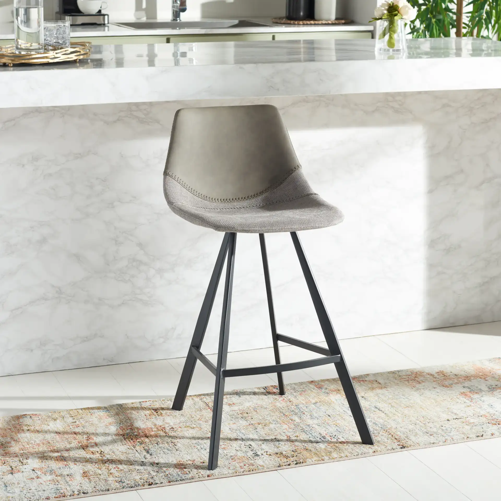 Granger Counter Stool in Gray / Black in a styled room