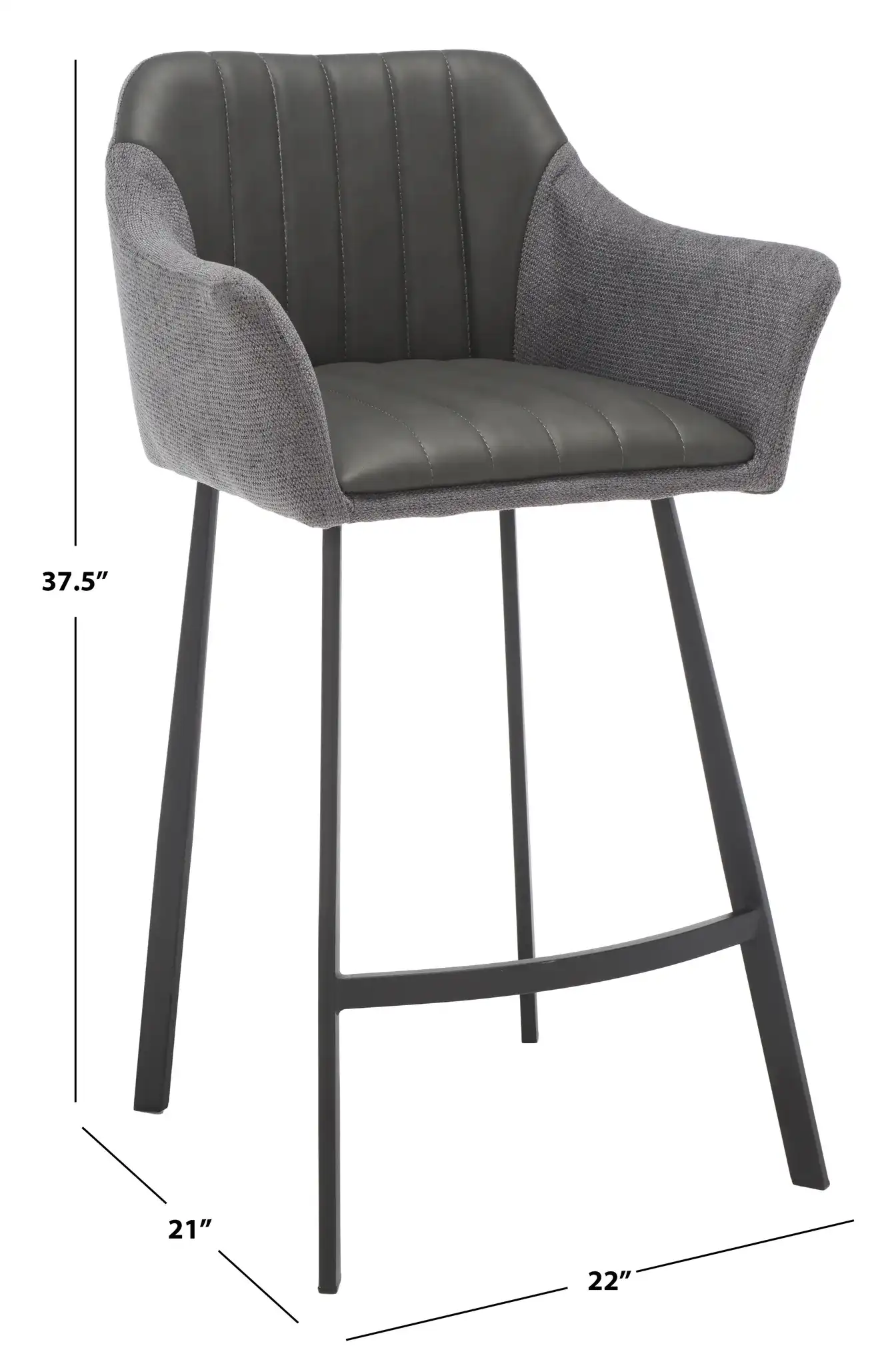 Rodi Counter Stool in Gray / Black, detail view