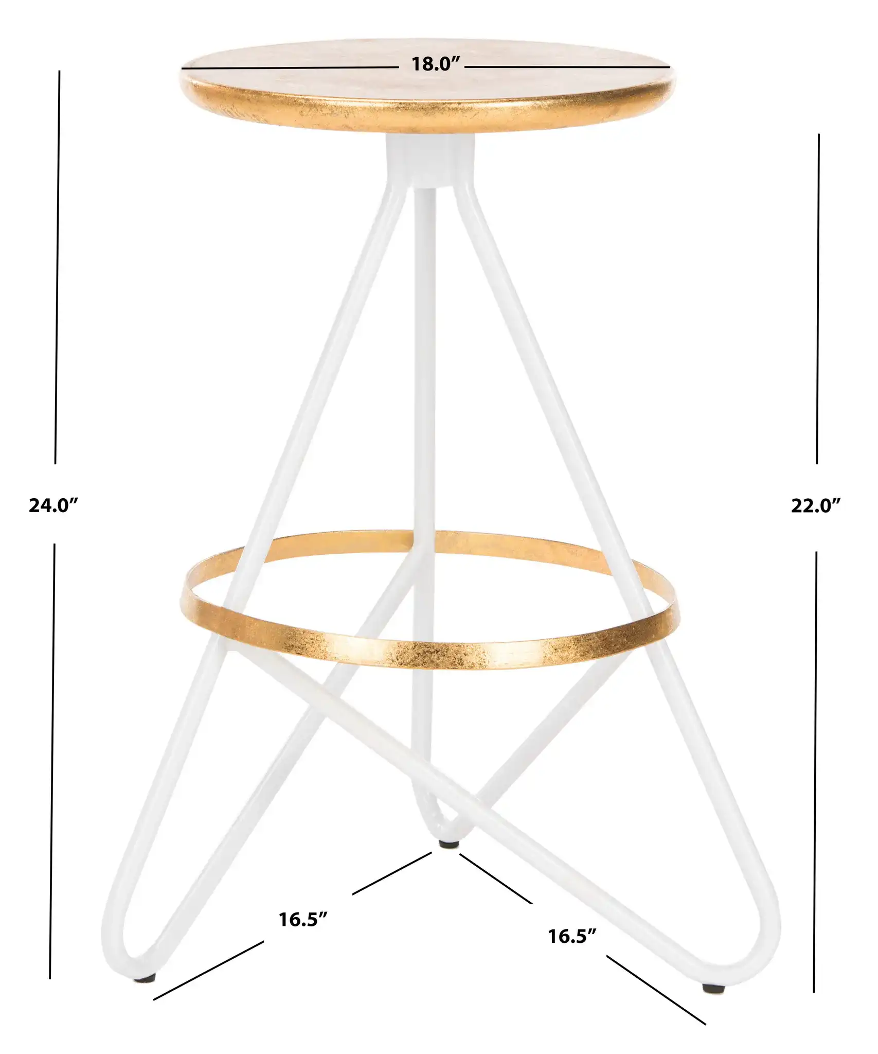 Galexia Counter Stool in Gold / White, detail view